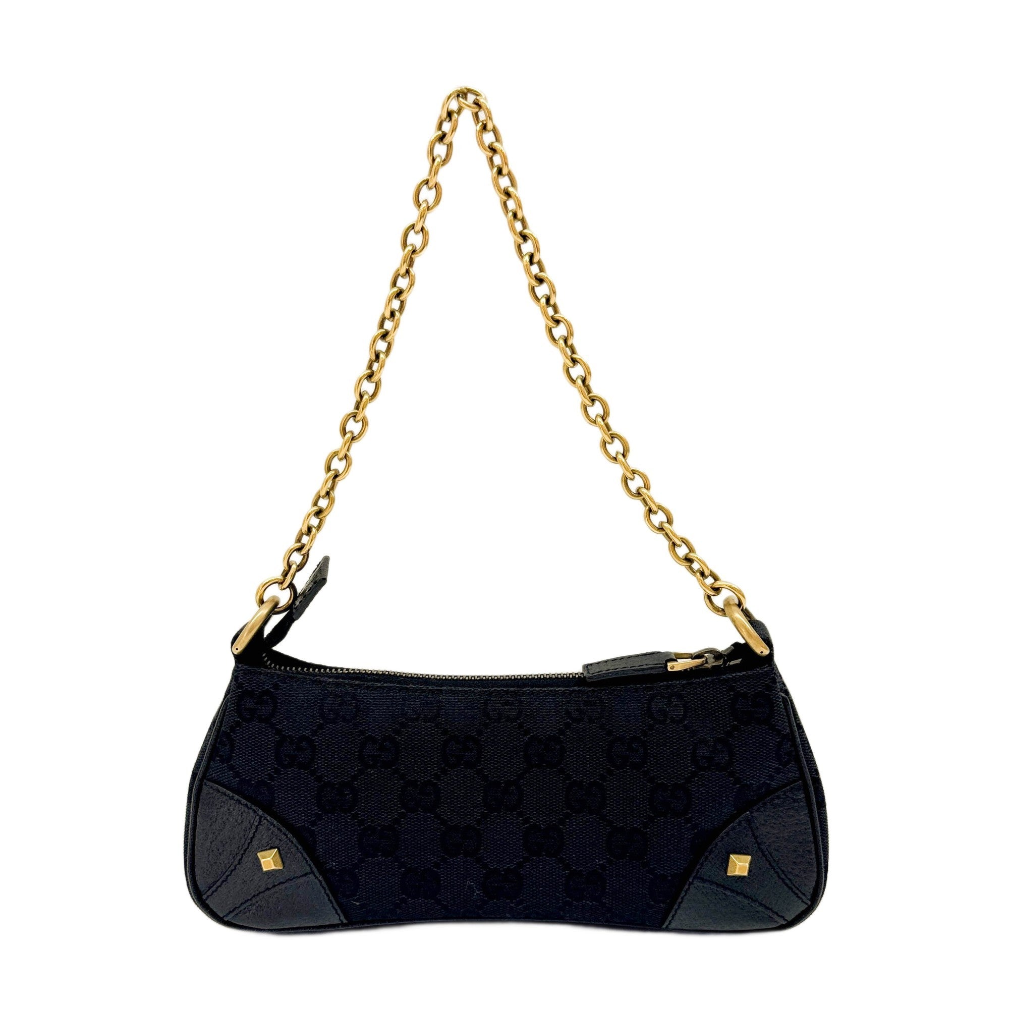 Nailhead Black GG Canvas Pouch Bag