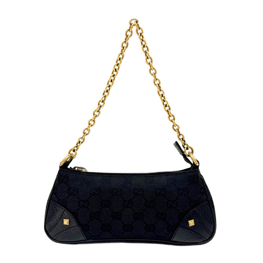 Nailhead Black GG Canvas Pouch Bag