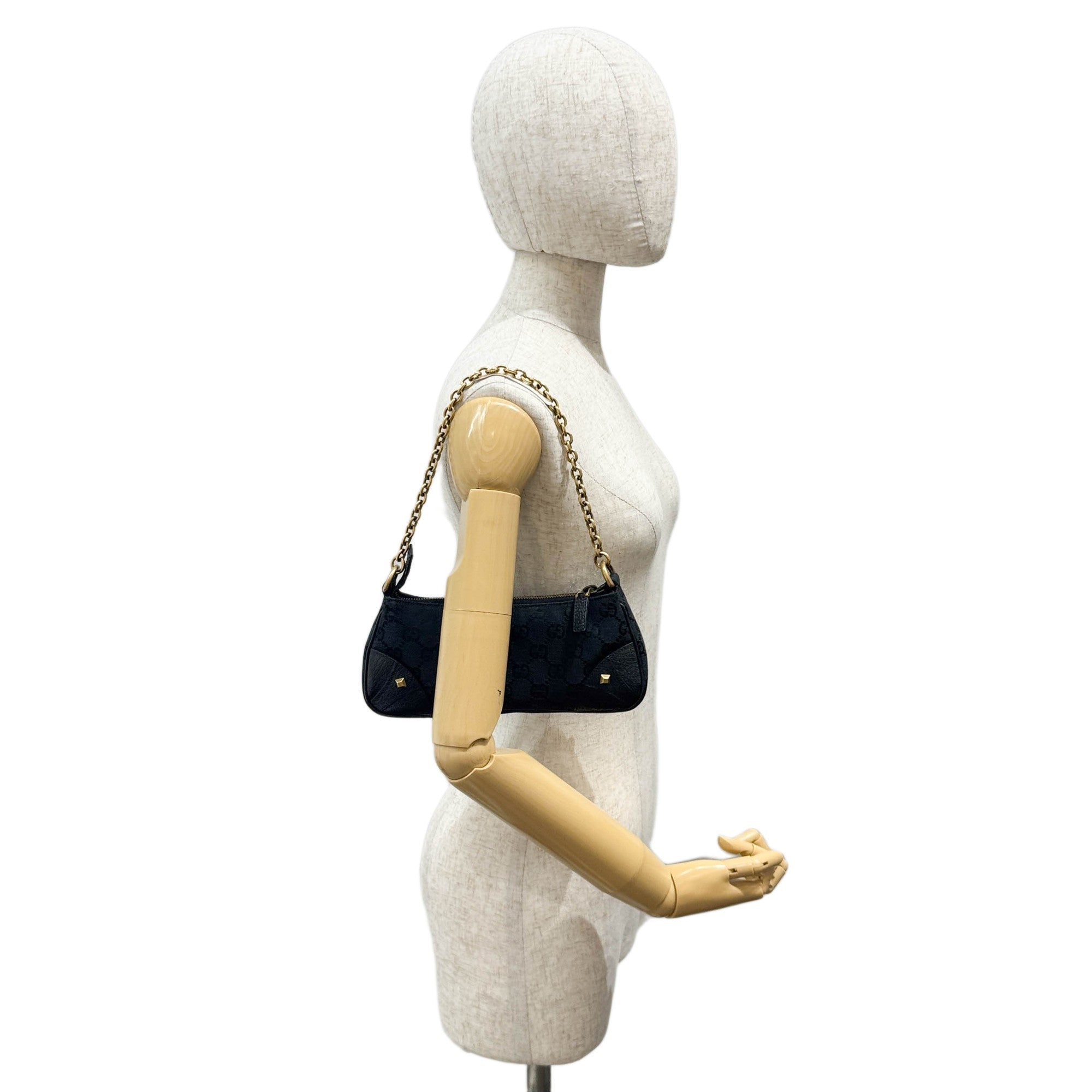 Nailhead Black GG Canvas Pouch Bag