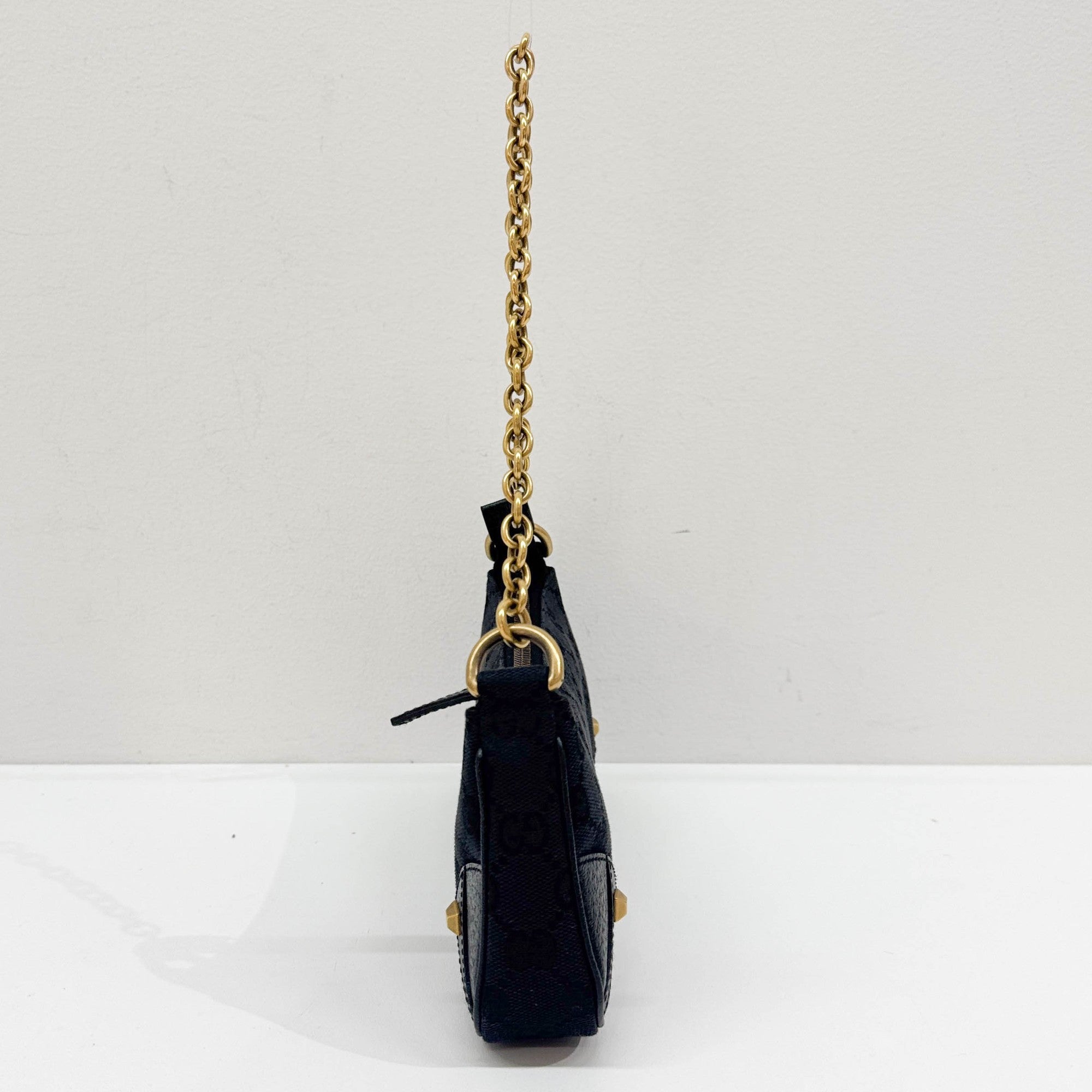 Nailhead Black GG Canvas Pouch Bag