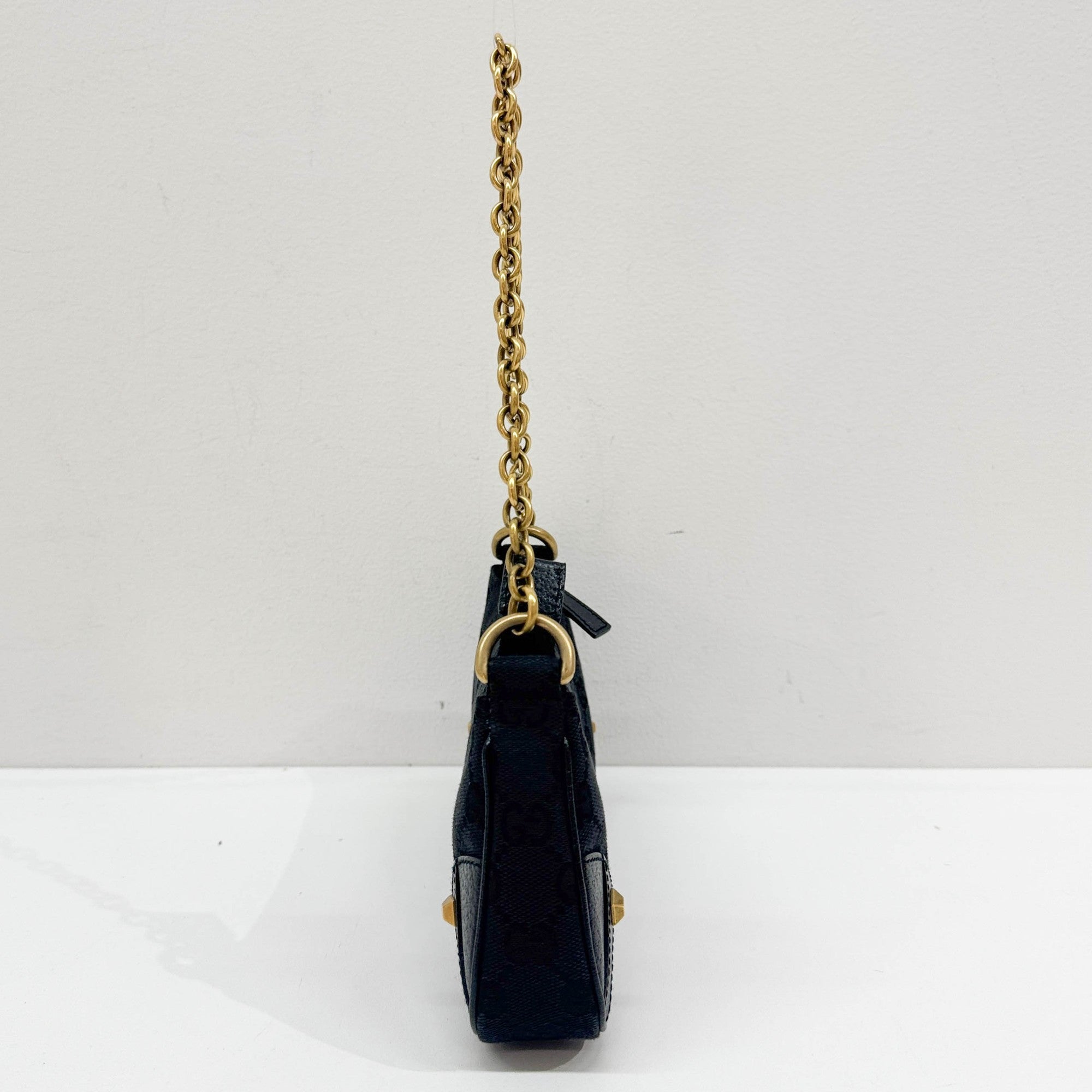 Nailhead Black GG Canvas Pouch Bag