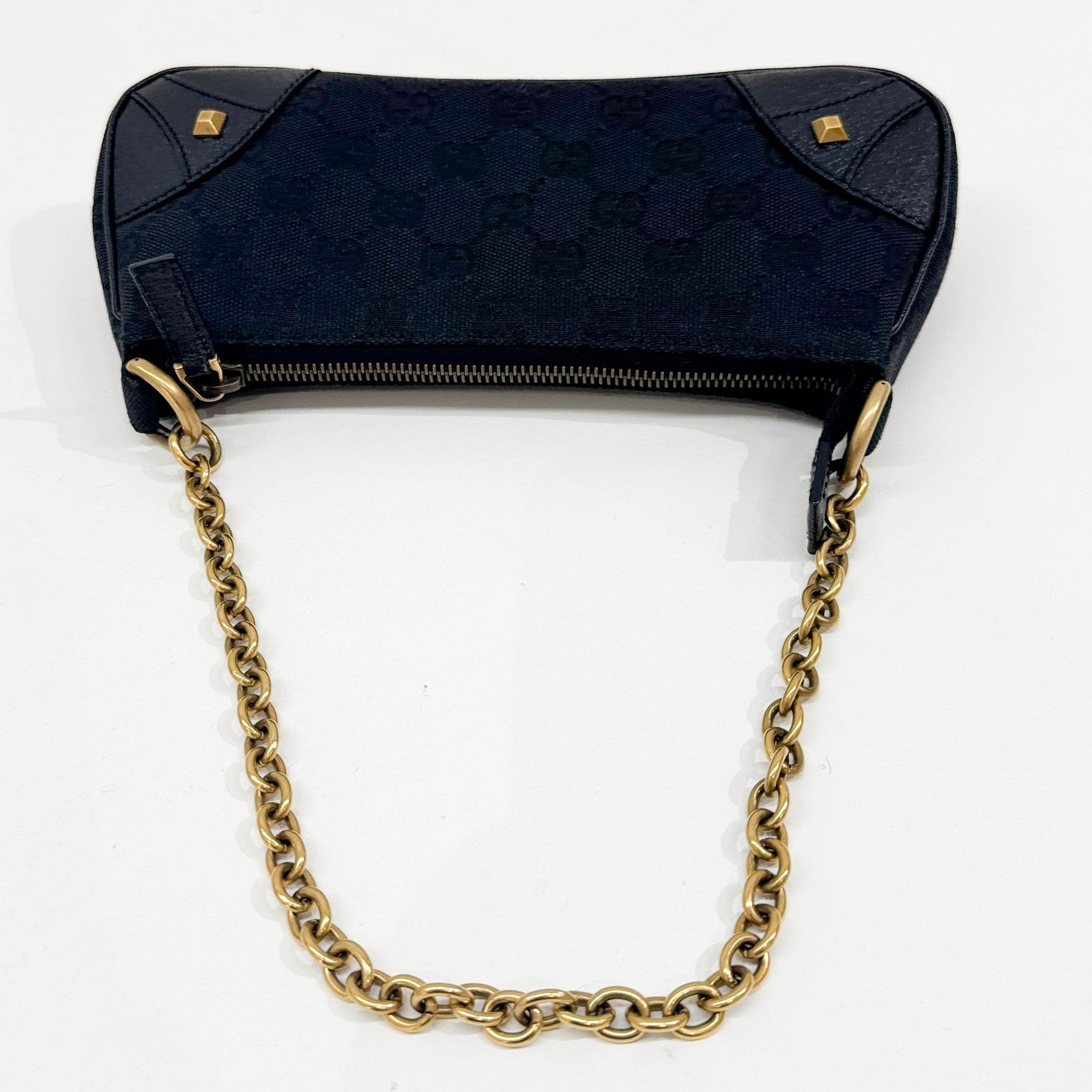 Nailhead Black GG Canvas Pouch Bag