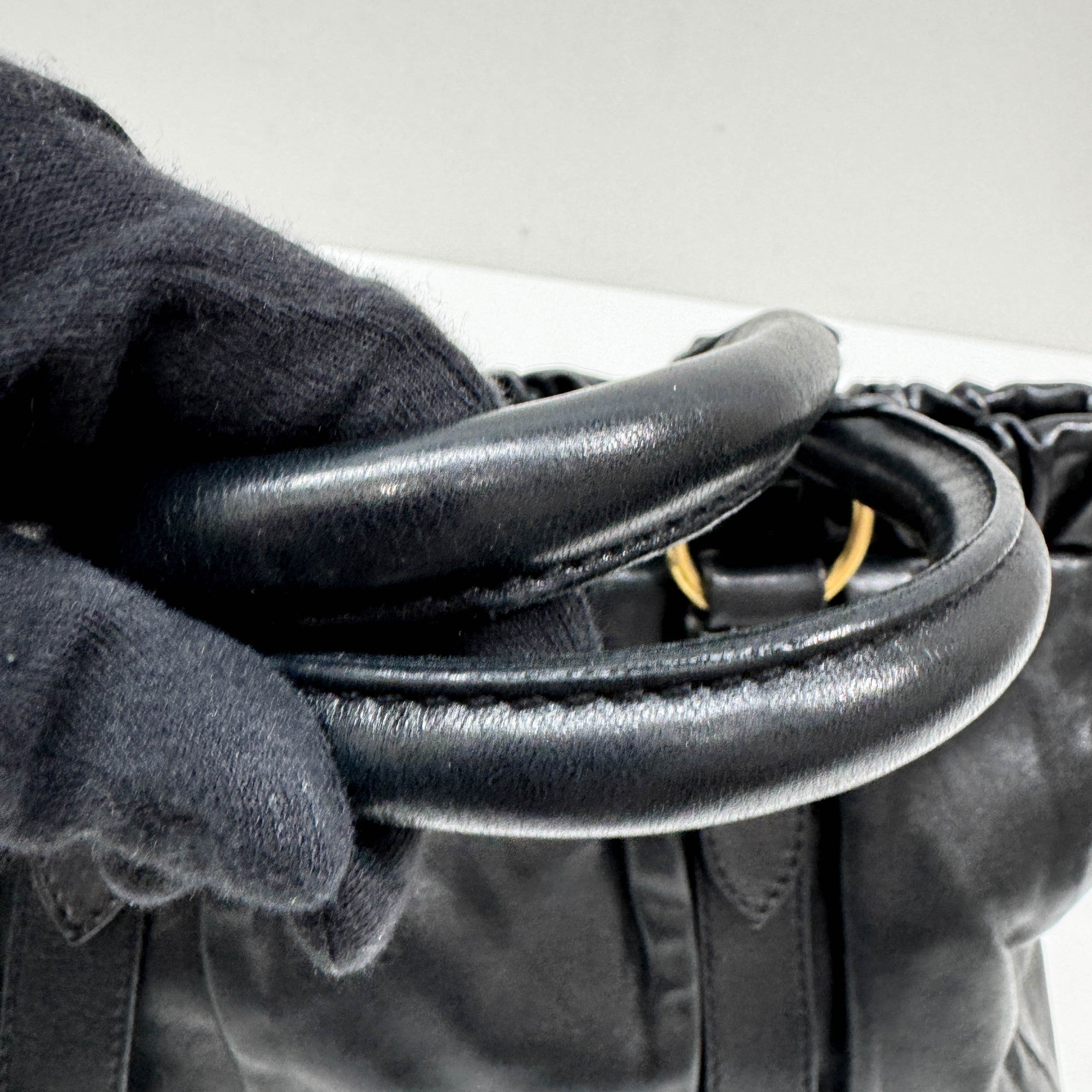 Vitello Black Leather Two Way Bag