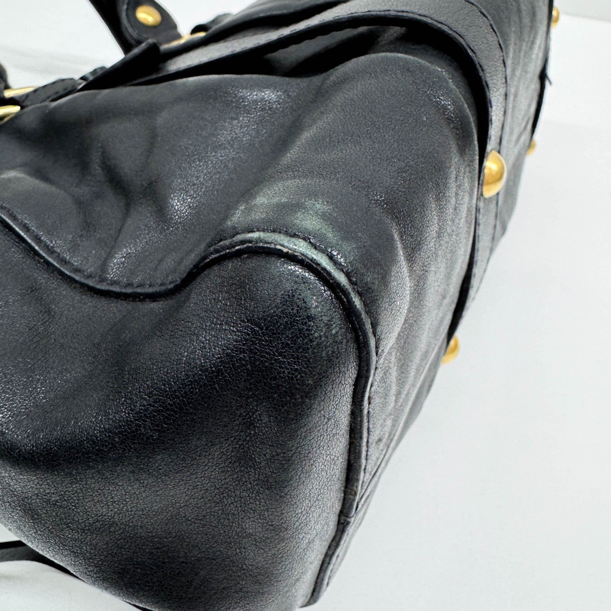 Vitello Black Leather Two Way Bag