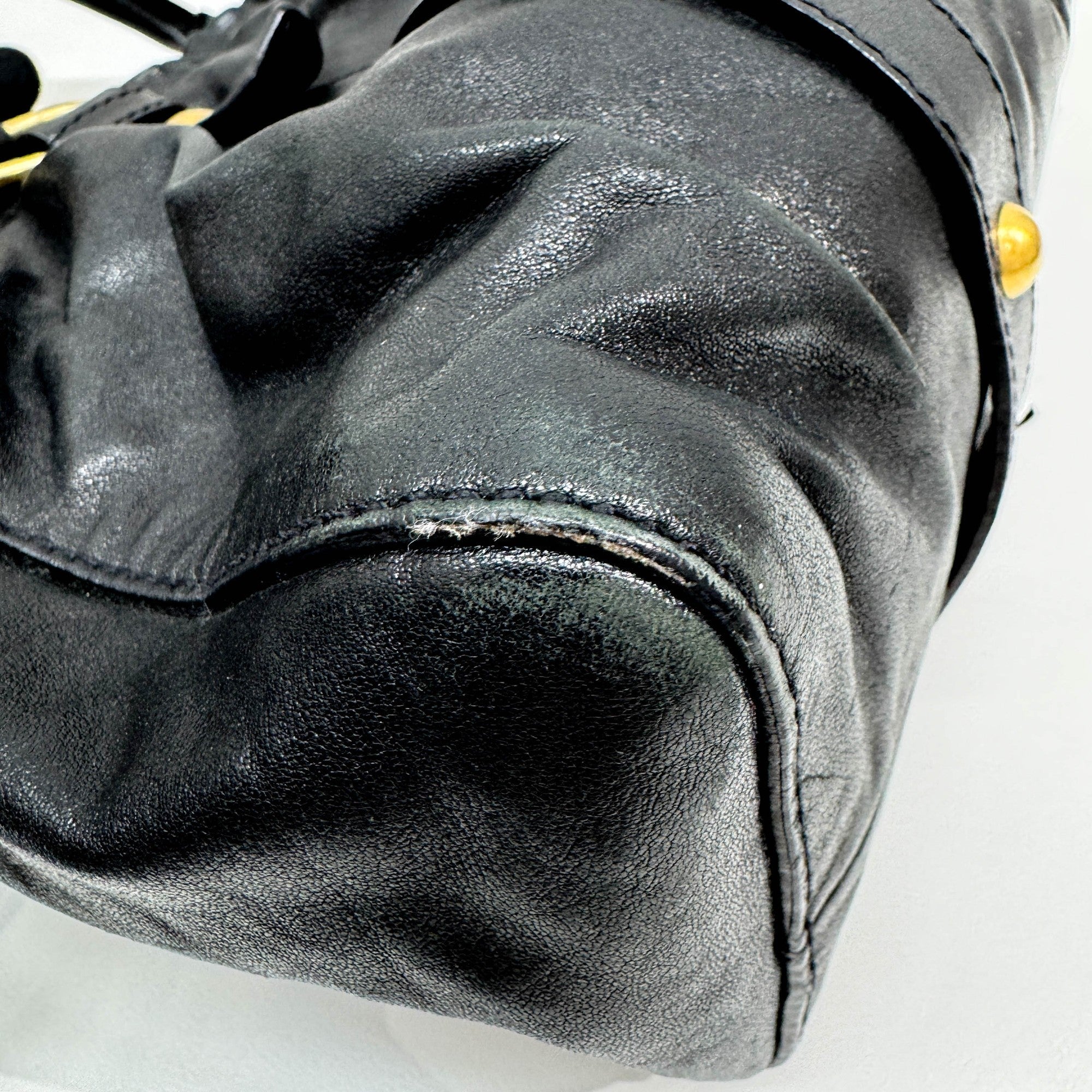 Vitello Black Leather Two Way Bag