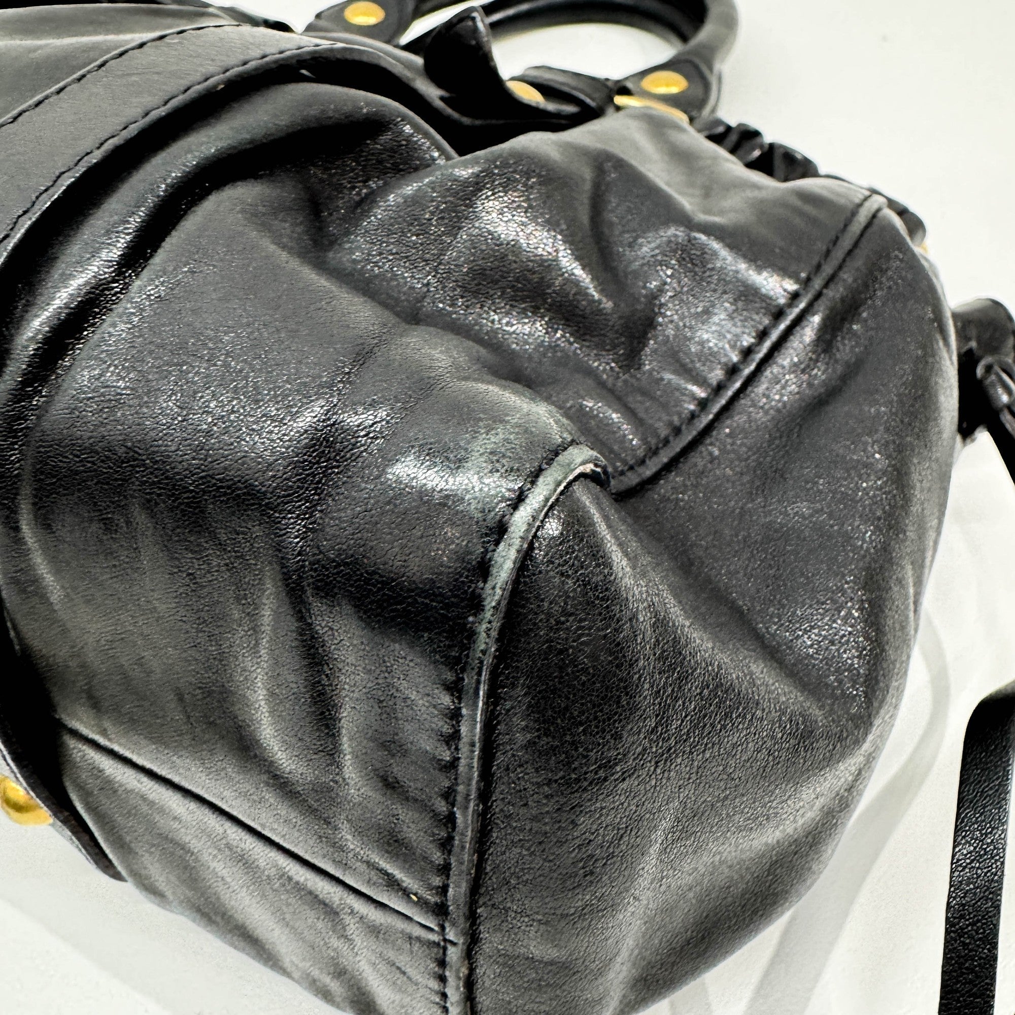 Vitello Black Leather Two Way Bag