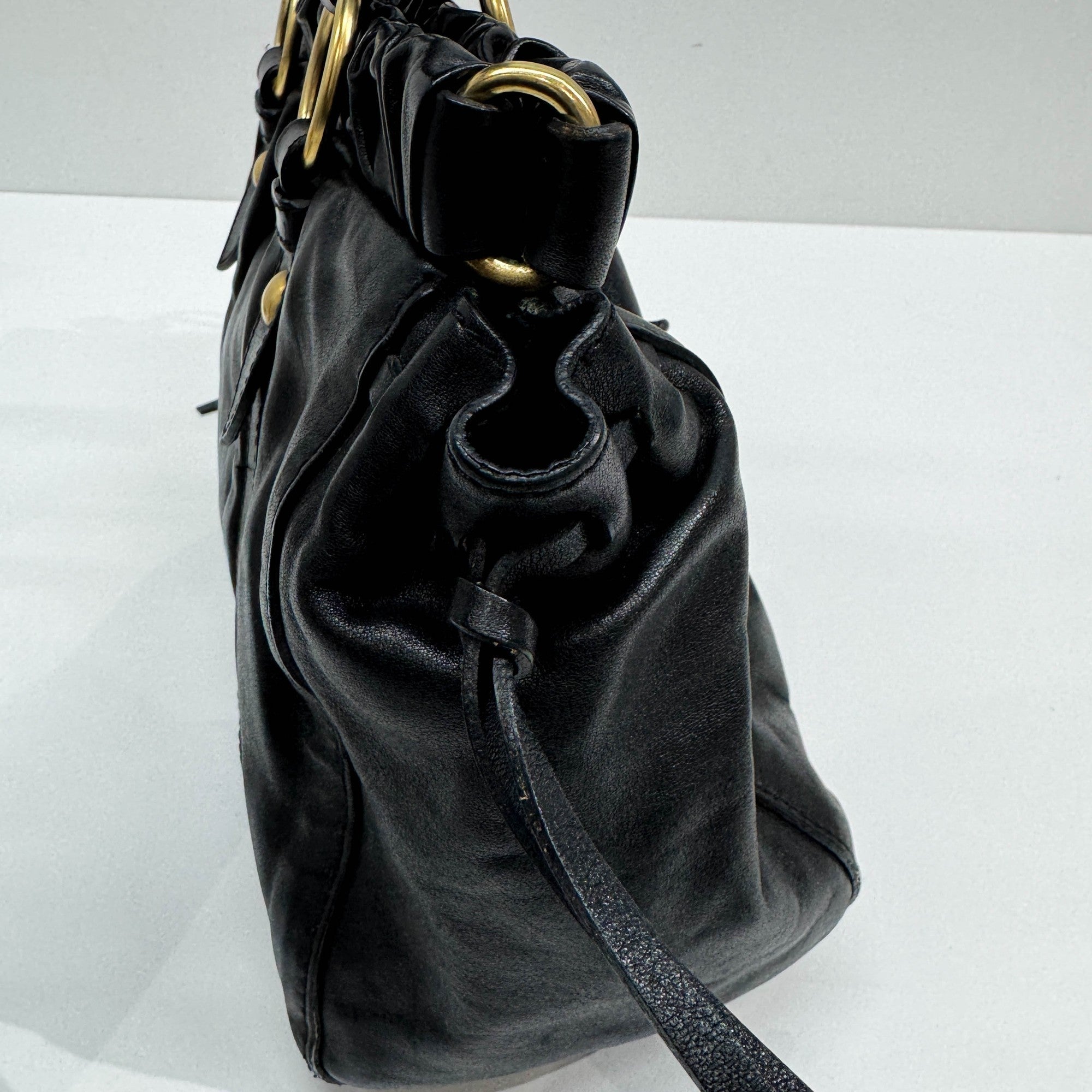 Vitello Black Leather Two Way Bag