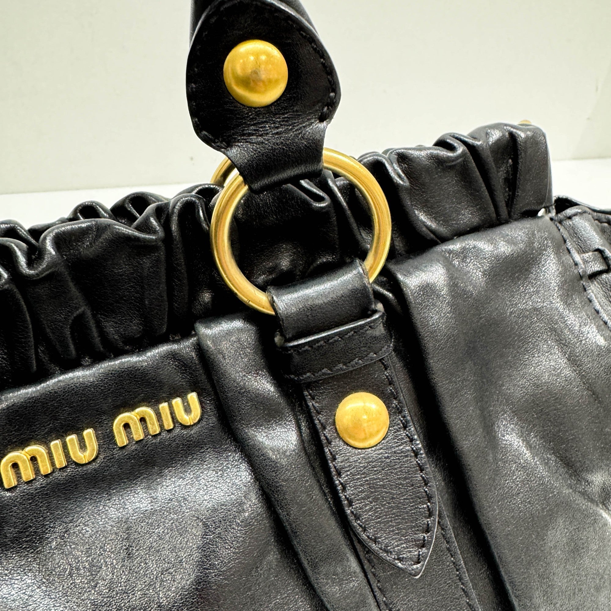 Vitello Black Leather Two Way Bag