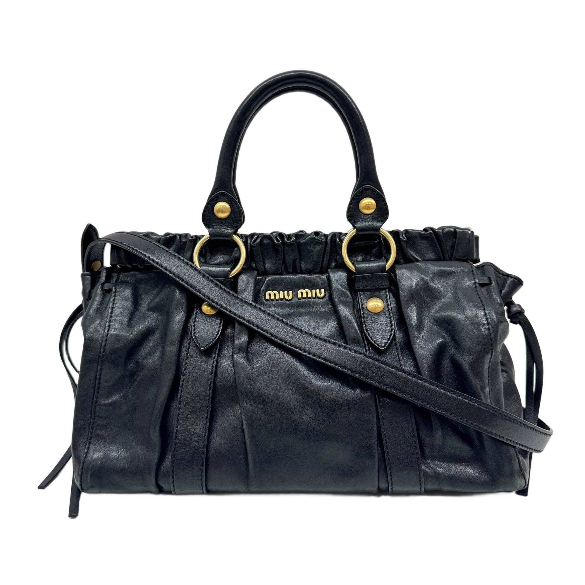Vitello Black Leather Two Way Bag