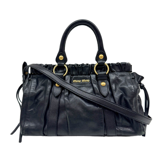 Vitello Black Leather Two Way Bag