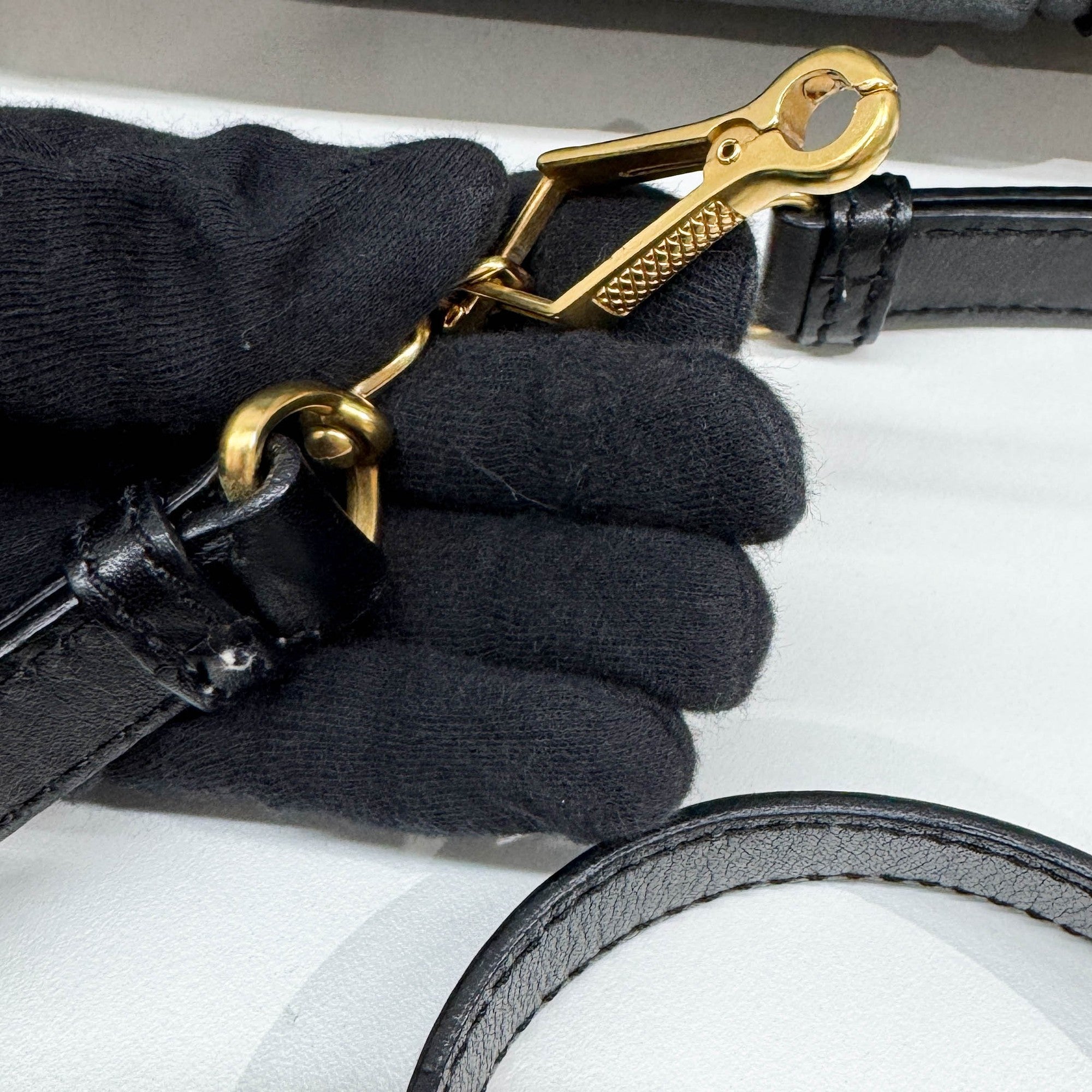 Vitello Black Leather Two Way Bag