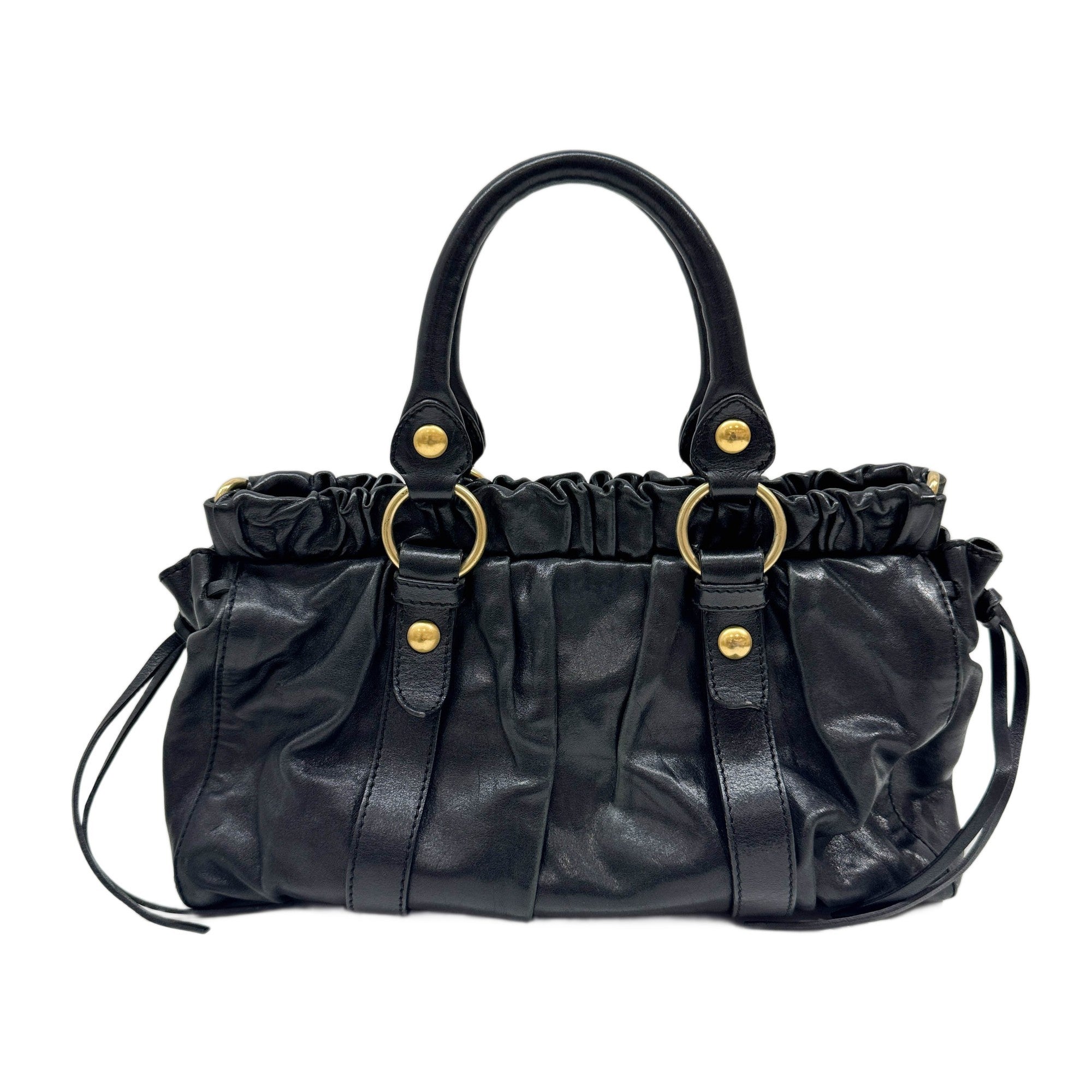 Vitello Black Leather Two Way Bag