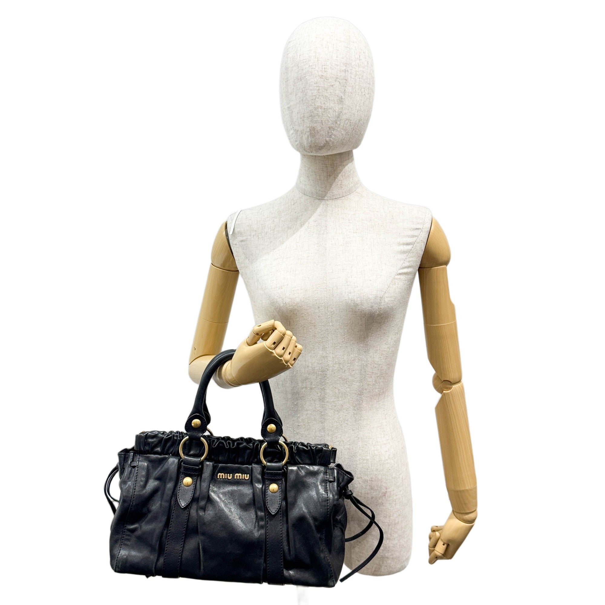 Vitello Black Leather Two Way Bag