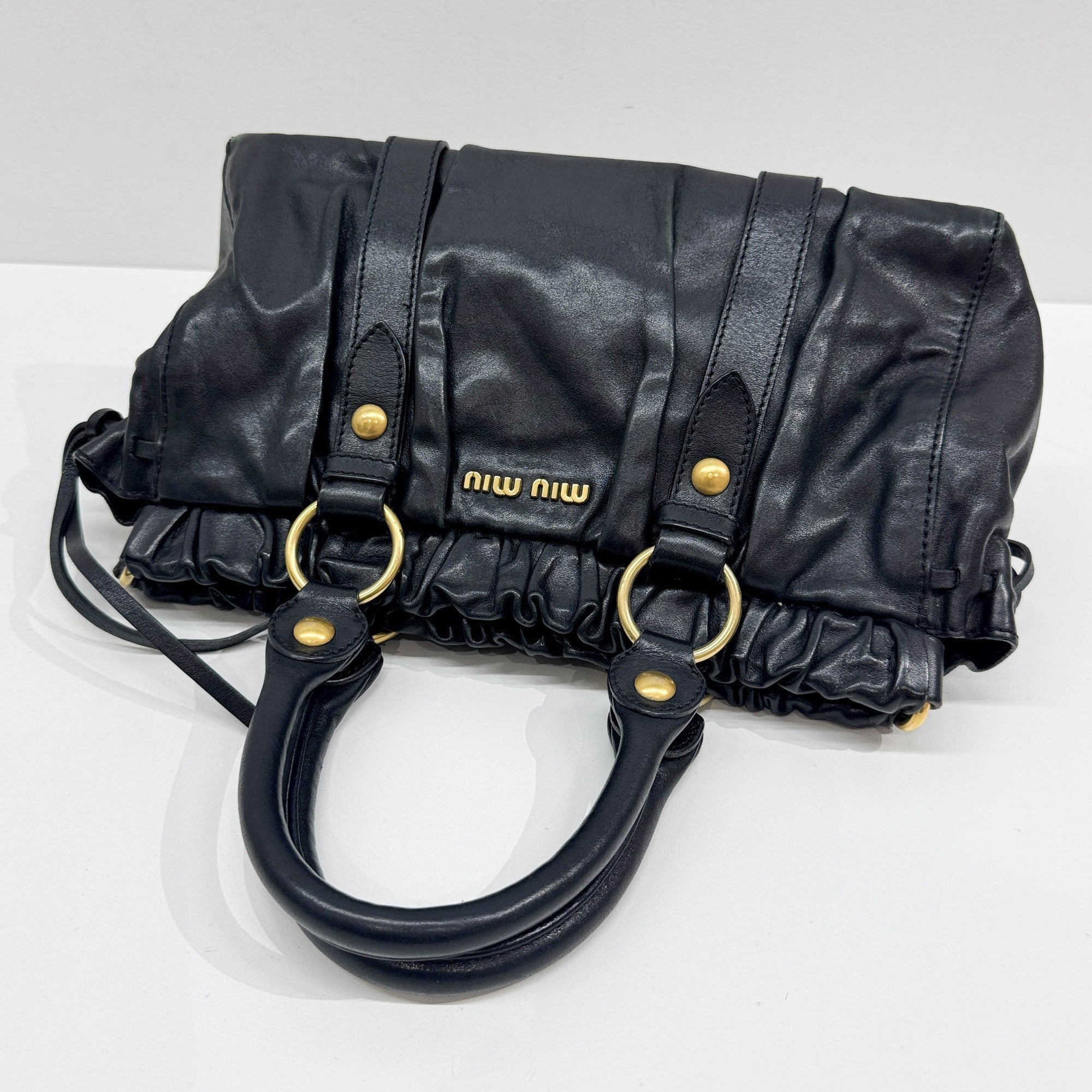 Vitello Black Leather Two Way Bag