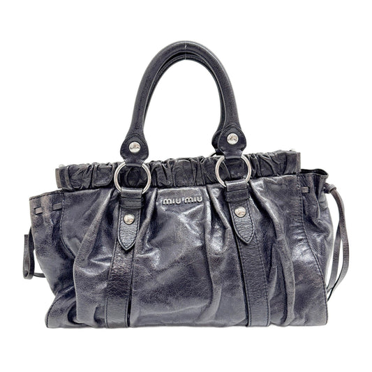 Vitello Black Leather Two Way Bag