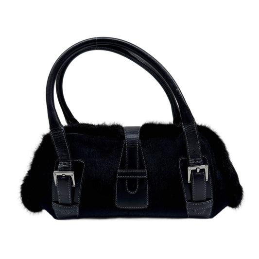 Senda Black Pony Hair & Fur Shoulder Bag