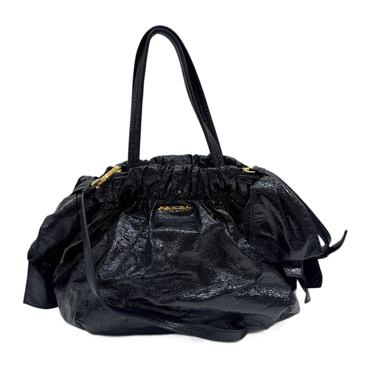 Bow Bag Black Patent Leather Two Way Bag
