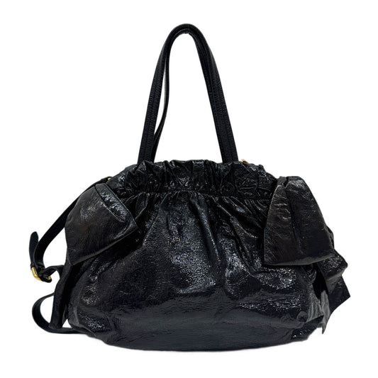 Bow Bag Black Patent Leather Two Way Bag