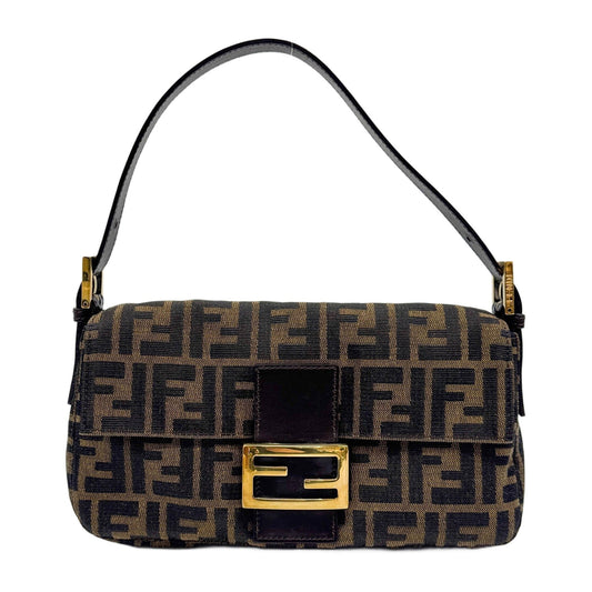 Baguette Brown Zucca Canvas Shoulder Bag