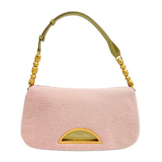 Malice Pearl Pink Pony Hair & Python Embossed Leather Shoulder Bag
