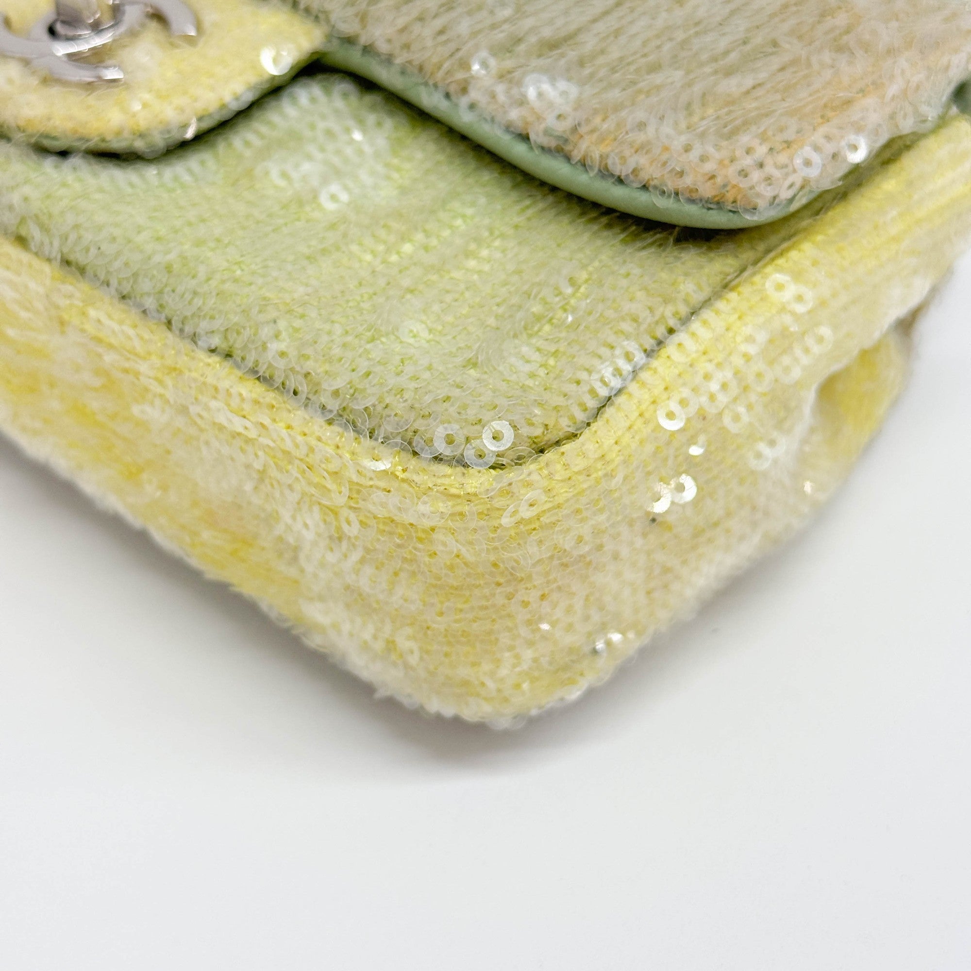 Mini Classic Flap Waterfall Green Sequin Shoulder Bag