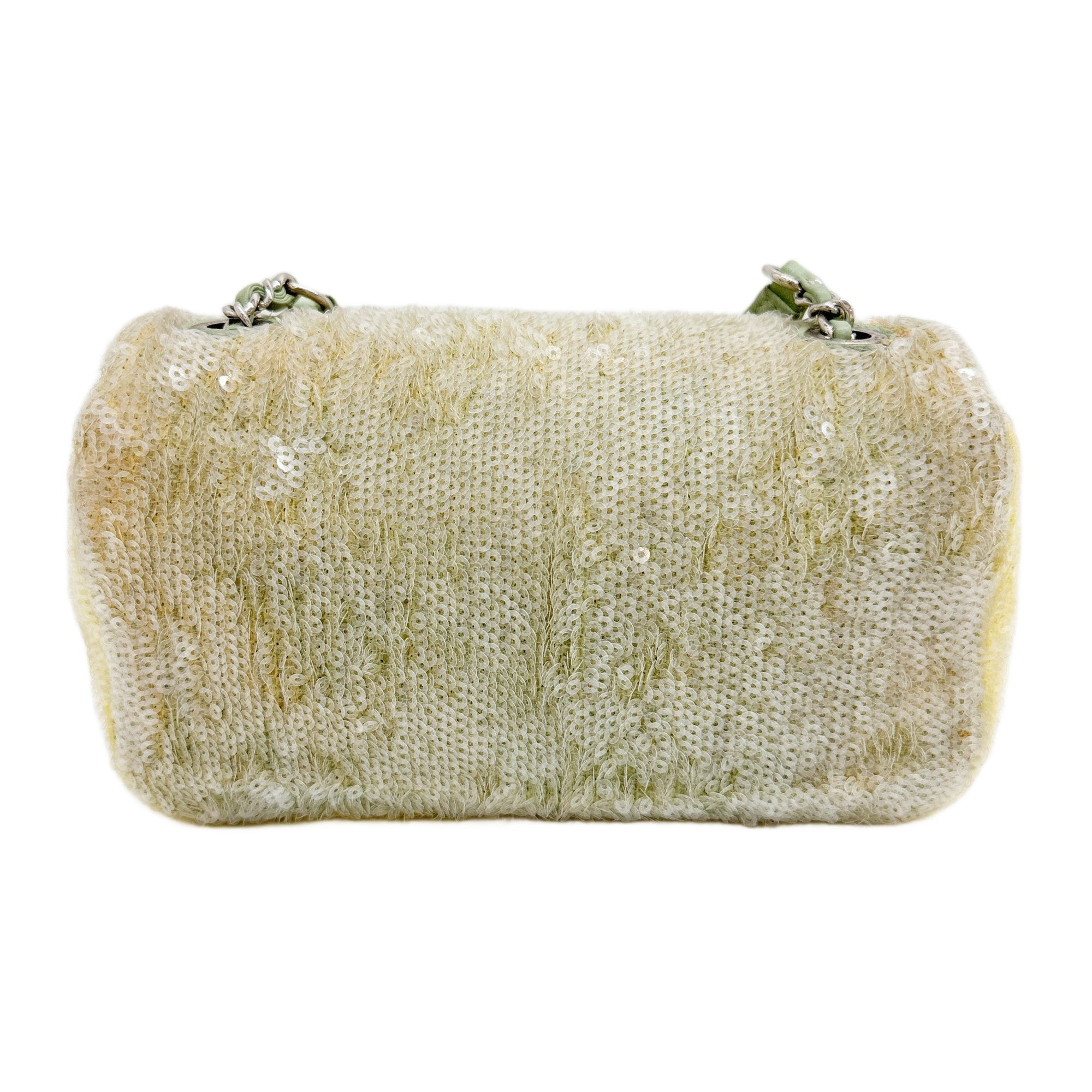 Mini Classic Flap Waterfall Green Sequin Shoulder Bag