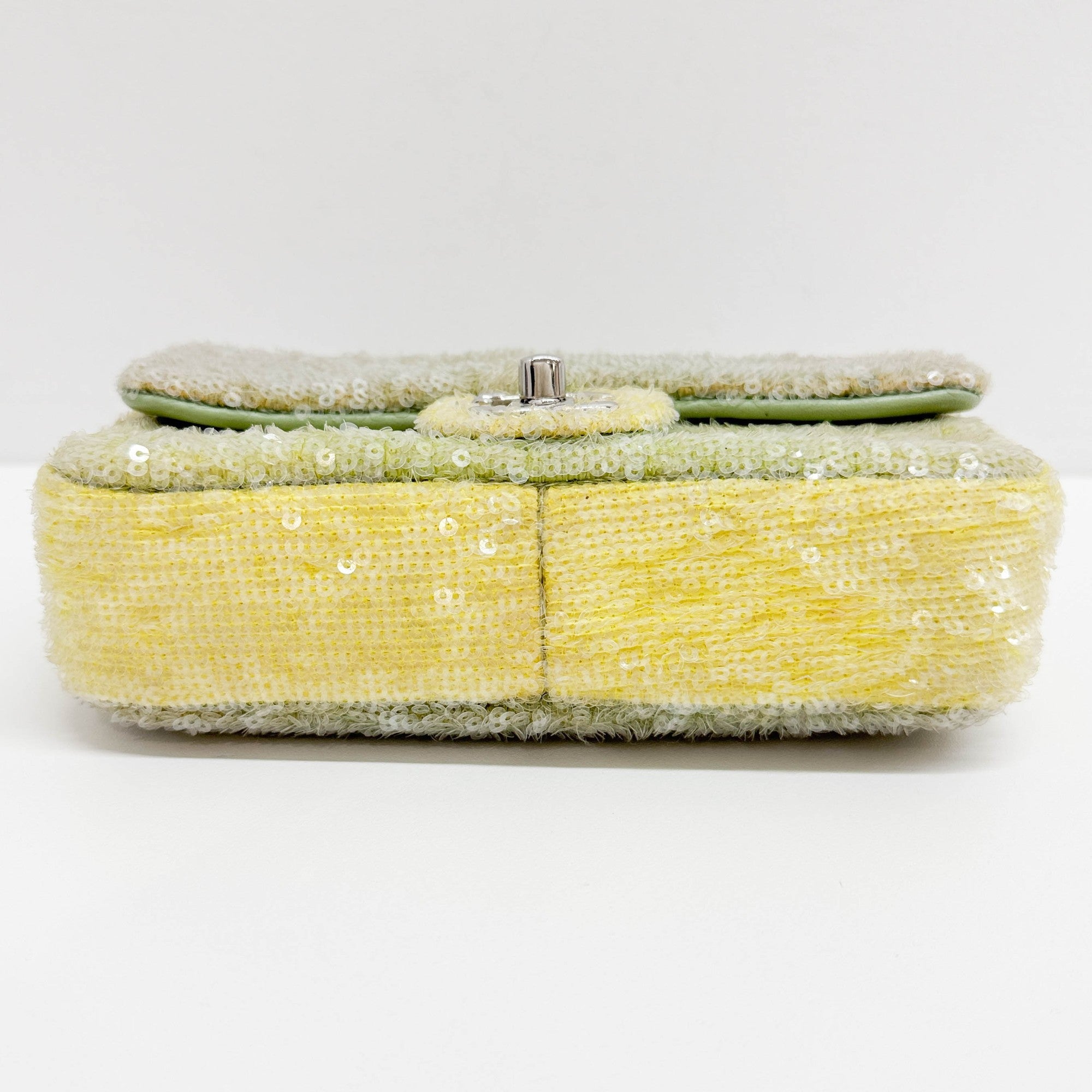 Mini Classic Flap Waterfall Green Sequin Shoulder Bag