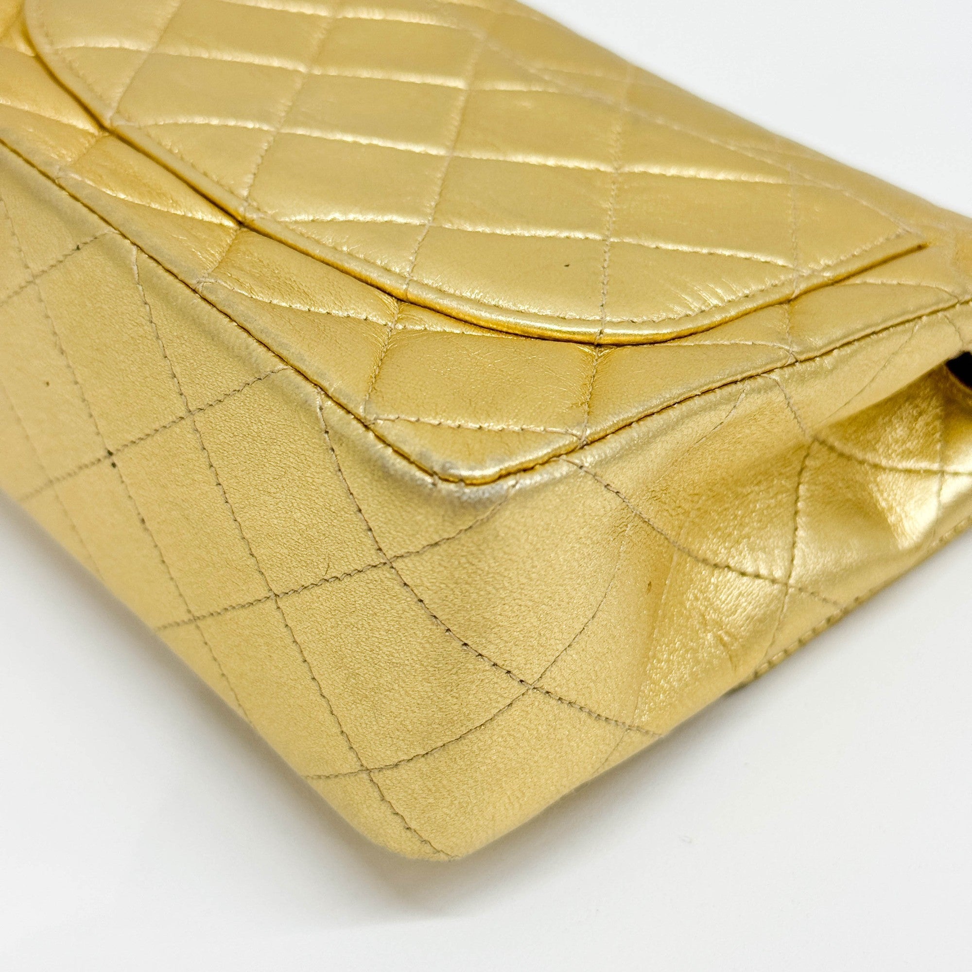Mini Classic Flap Matelasse Gold Leather Shoulder Bag