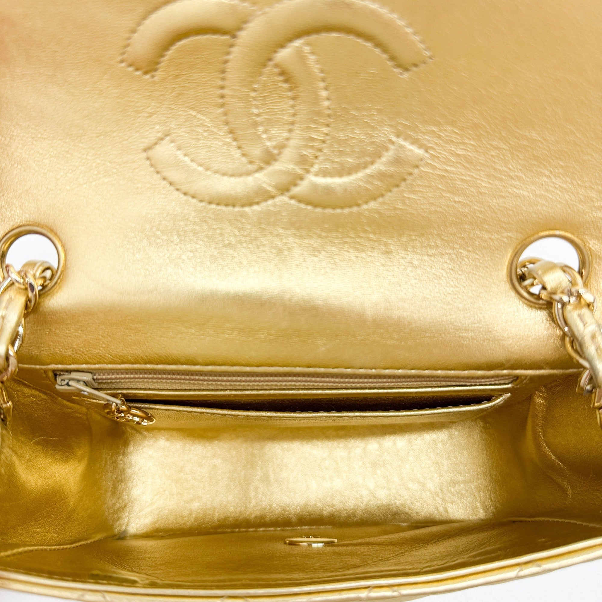 Mini Classic Flap Matelasse Gold Leather Shoulder Bag