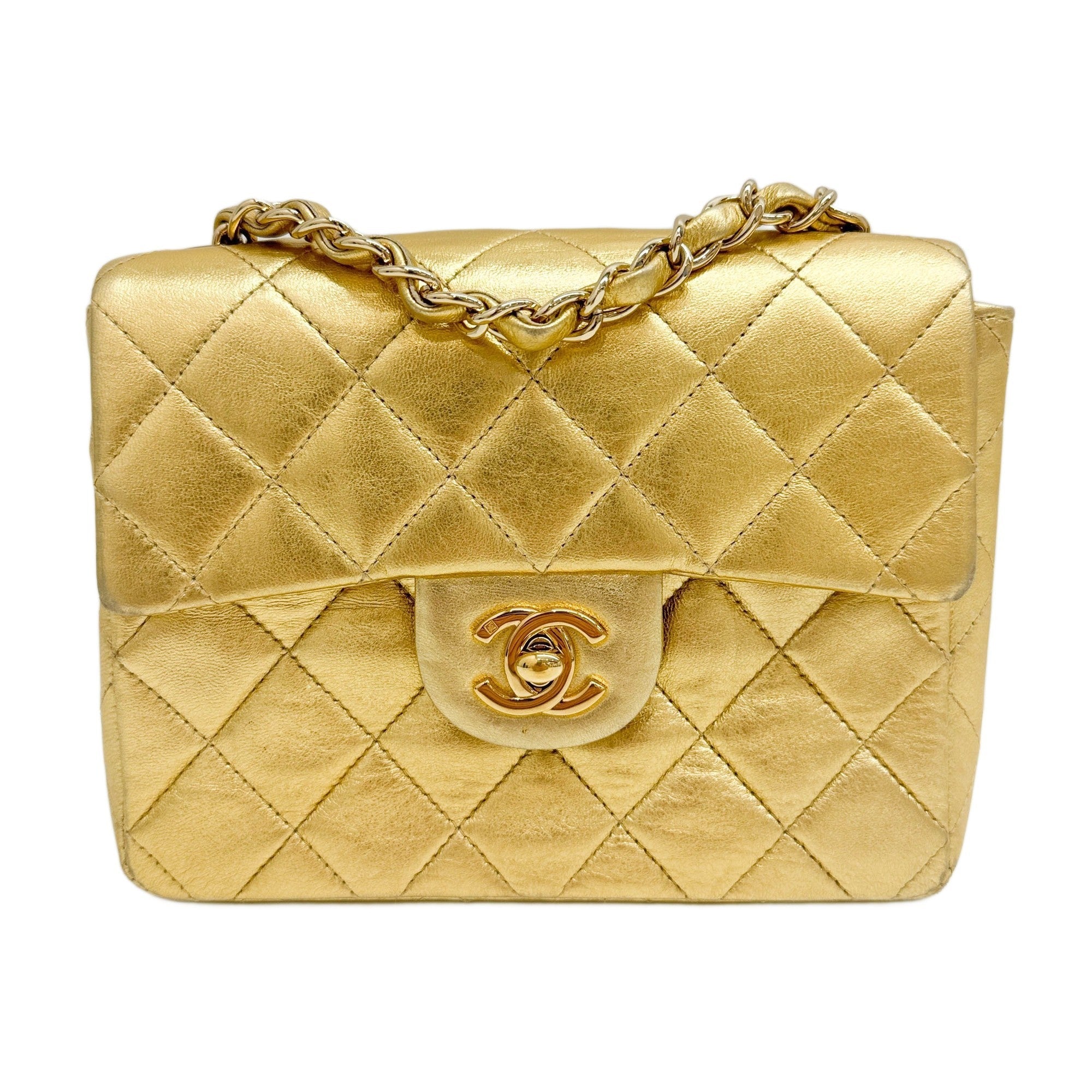 Mini Classic Flap Matelasse Gold Leather Shoulder Bag