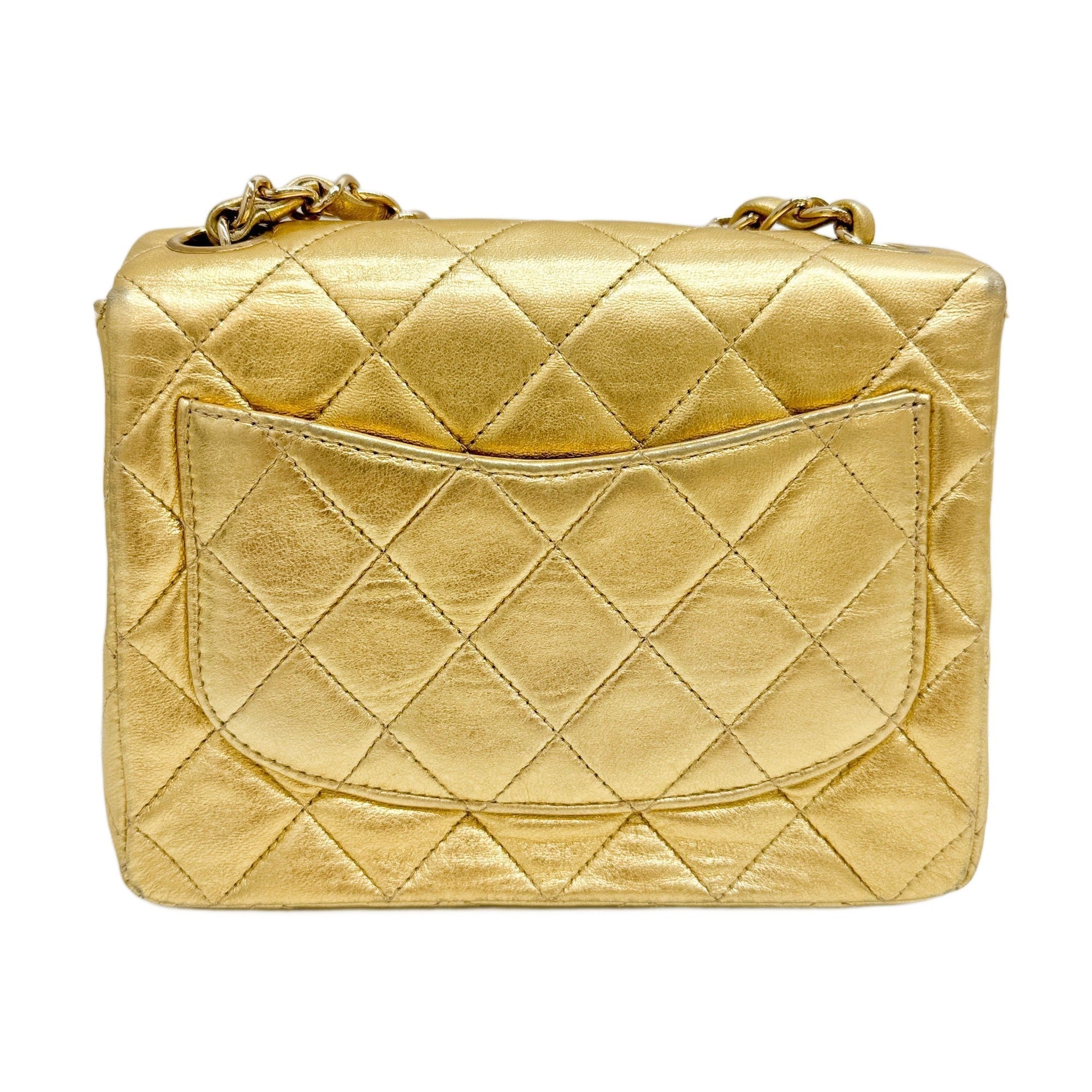 Mini Classic Flap Matelasse Gold Leather Shoulder Bag