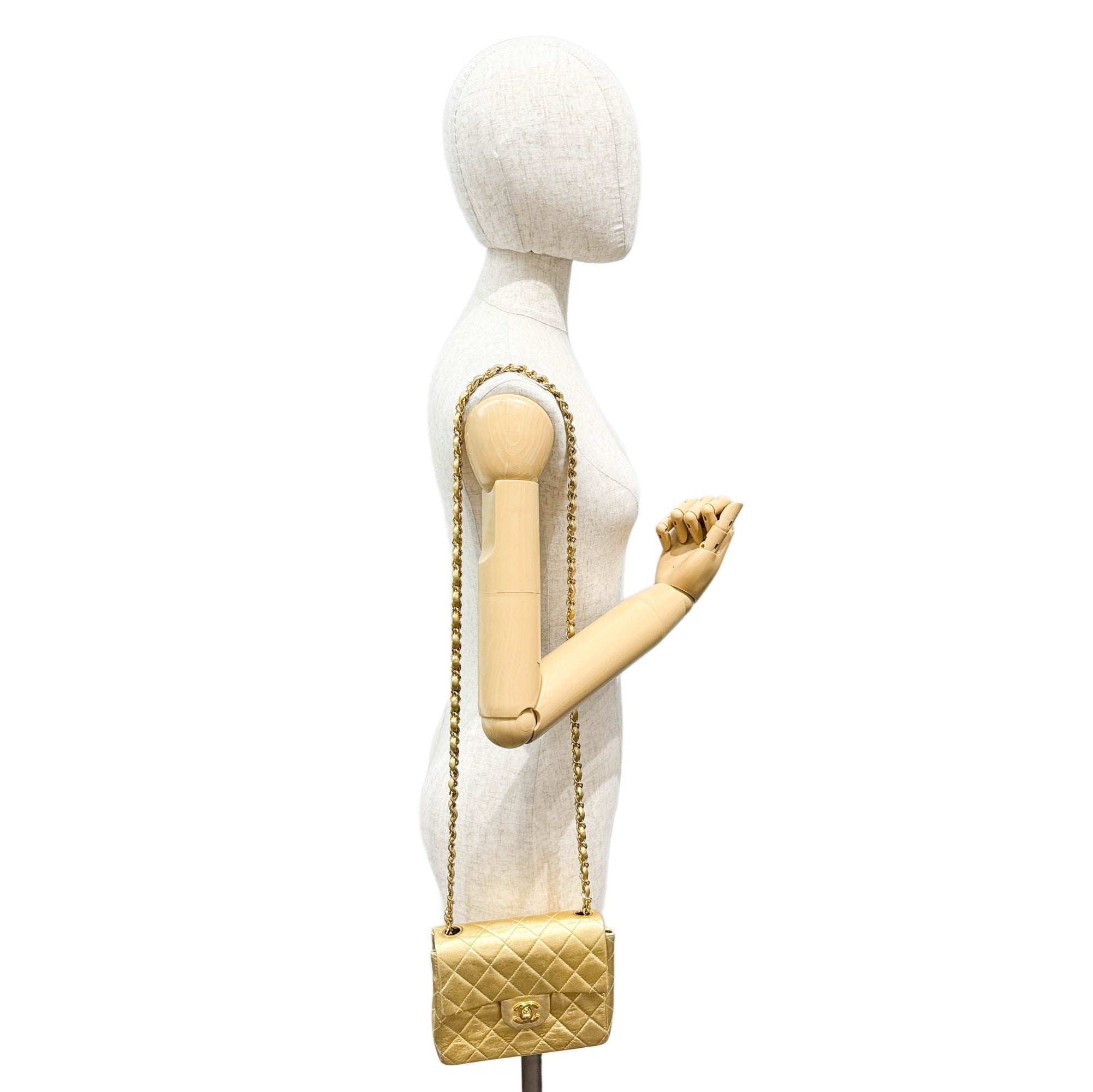 Mini Classic Flap Matelasse Gold Leather Shoulder Bag