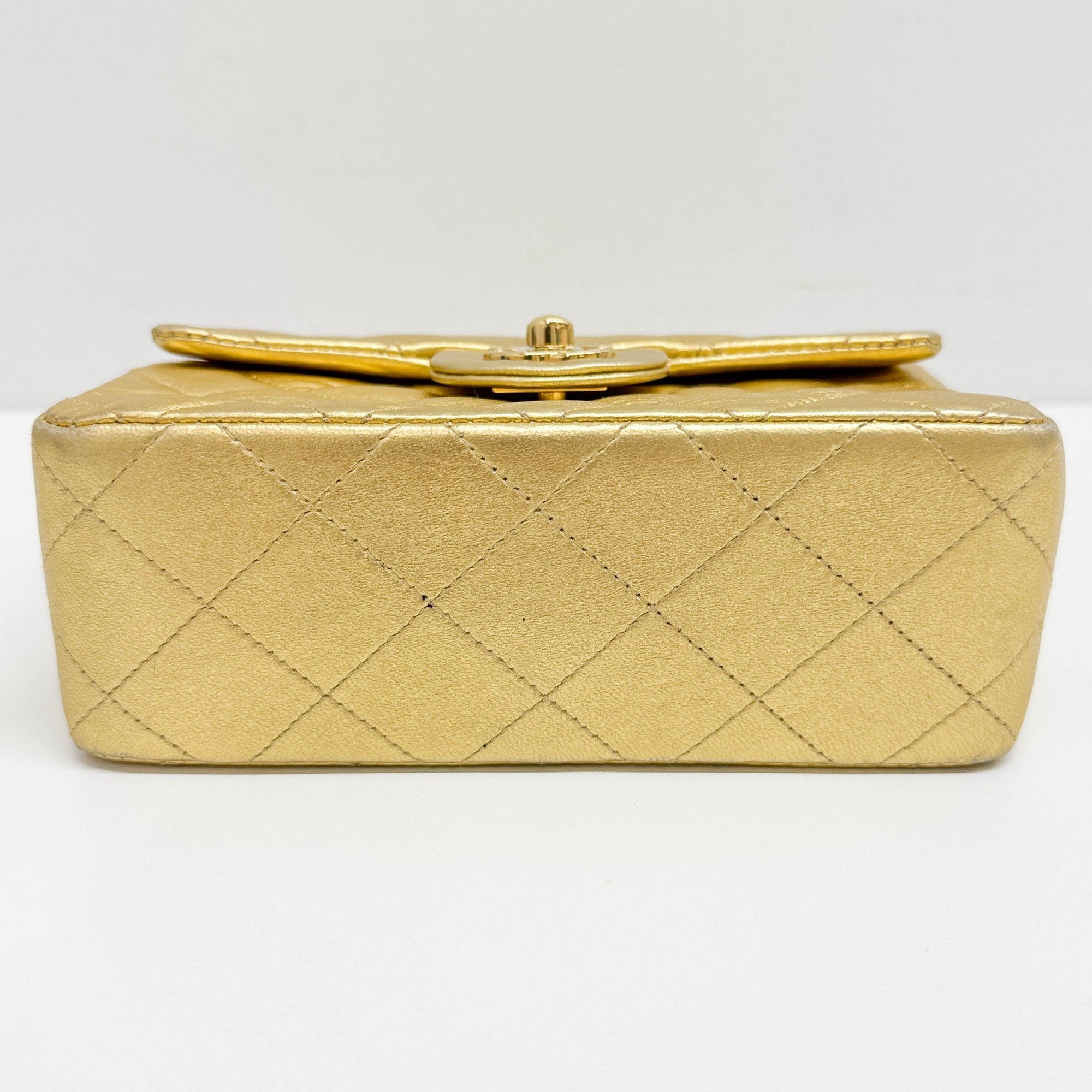 Mini Classic Flap Matelasse Gold Leather Shoulder Bag