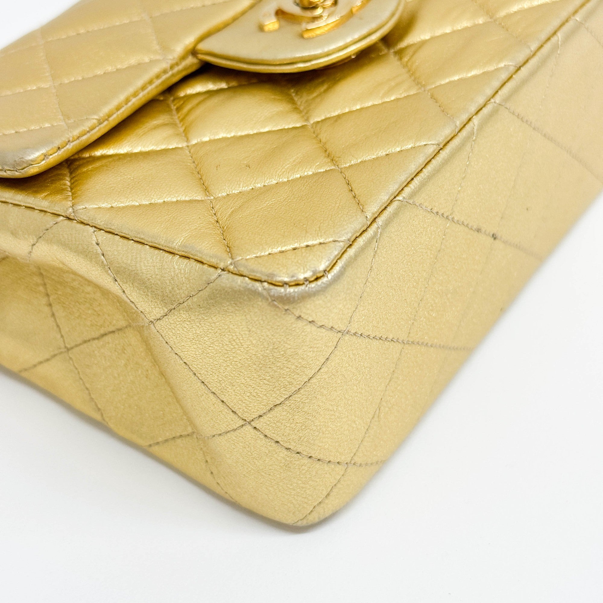 Mini Classic Flap Matelasse Gold Leather Shoulder Bag