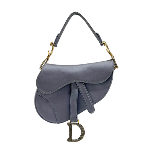 Mini Saddle Dusty Blue Satin Shoulder Bag