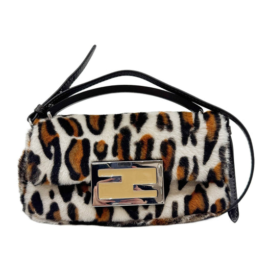 Mini Baguette White Leopard Print Pony Hair Two Way Bag