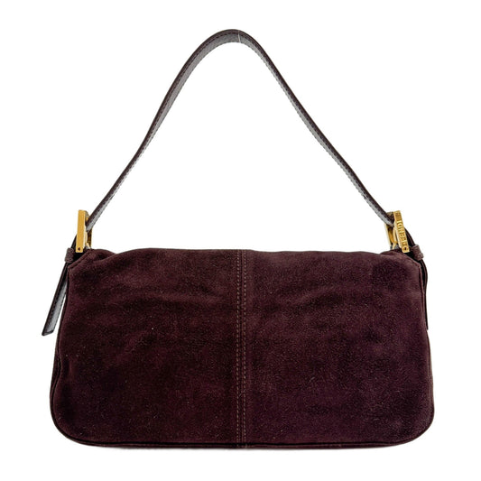 Baguette Brown Suede Shoulder Bag
