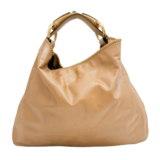 Horsebit Caramel Leather Hobo Bag