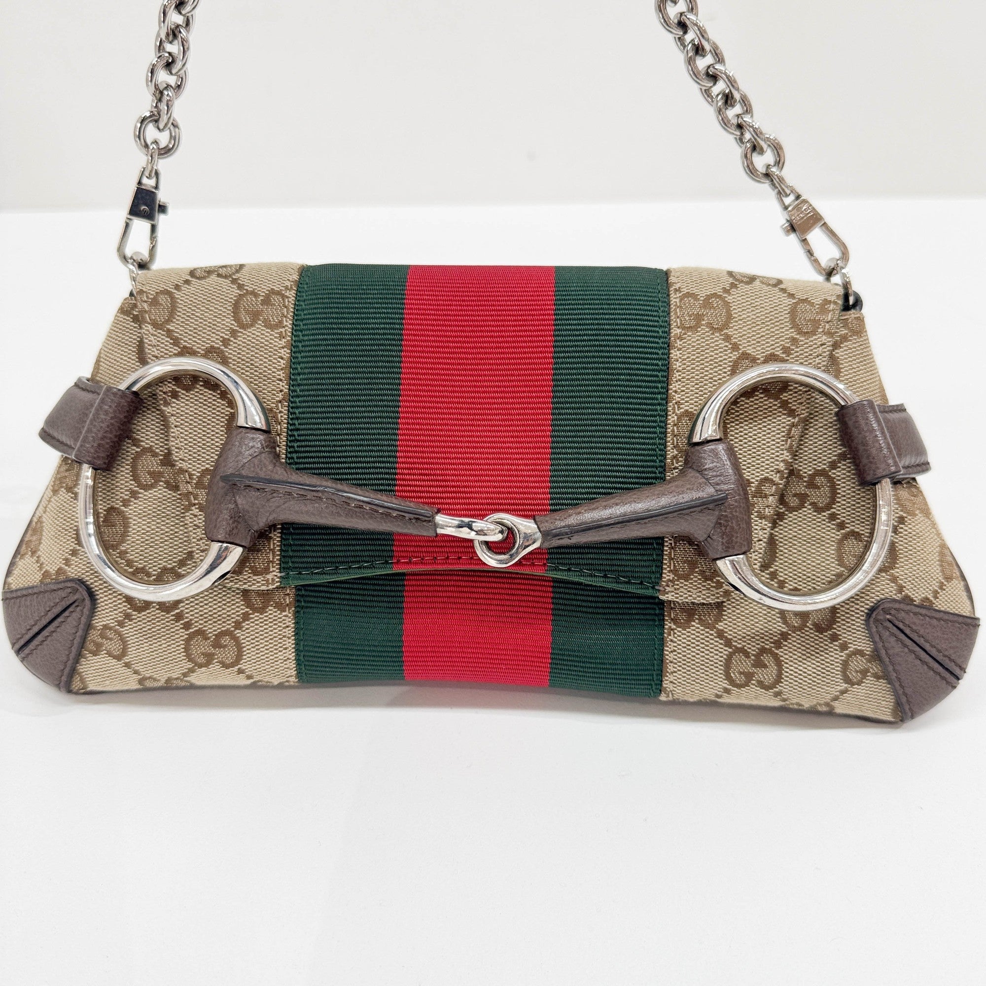 Horsebit Ophidia Tan Beige GG Canvas Chain Shoulder Bag