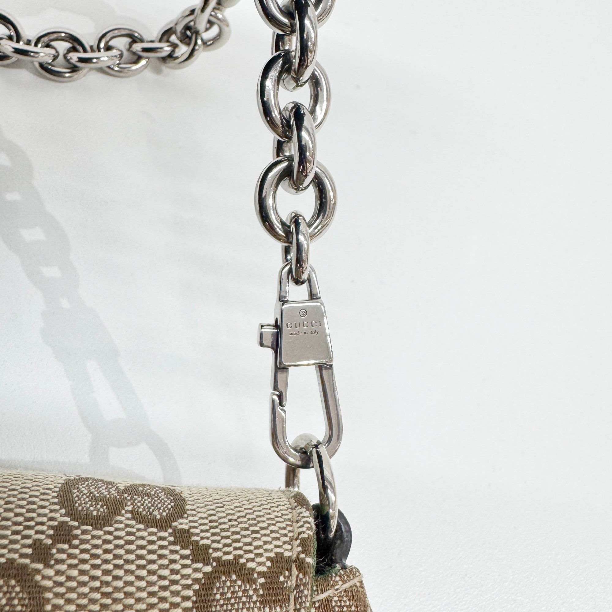 Horsebit Ophidia Tan Beige GG Canvas Chain Shoulder Bag