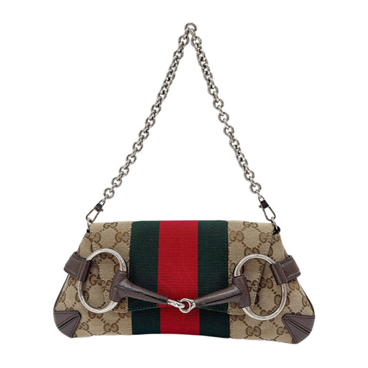 Horsebit Ophidia Tan GG Canvas Shoulder Bag