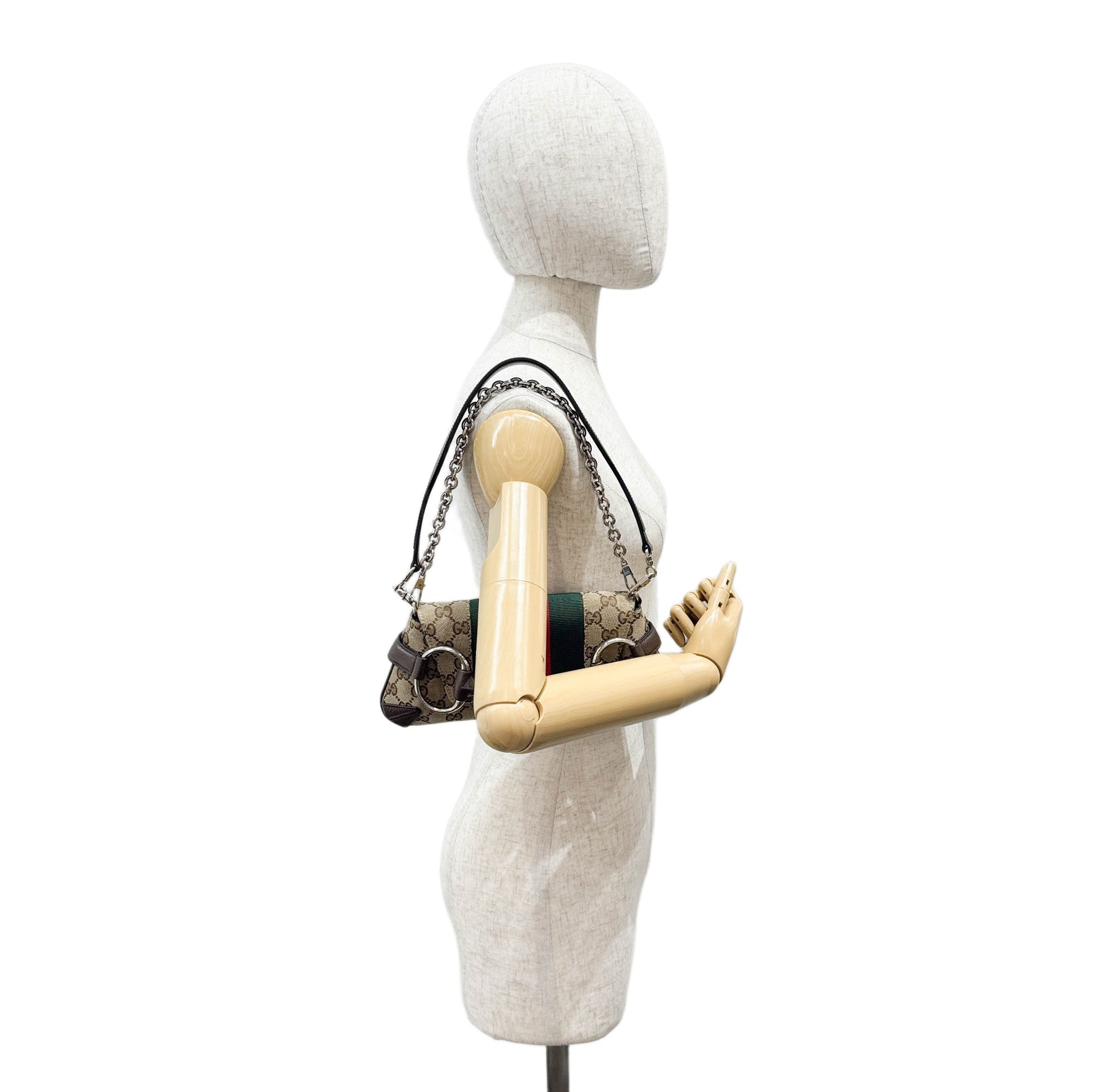 Horsebit Ophidia Tan Beige GG Canvas Chain Shoulder Bag
