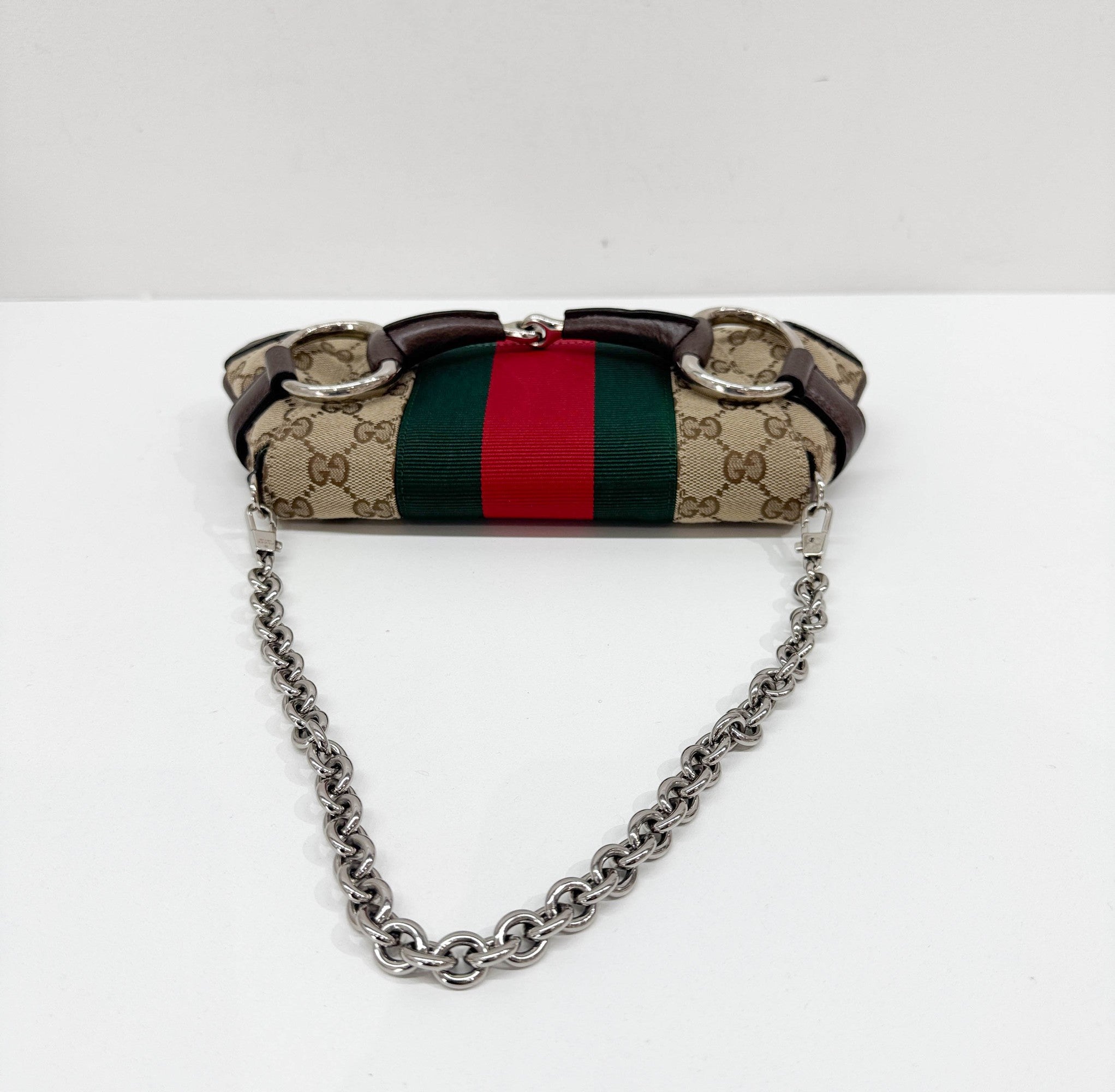 Horsebit Ophidia Tan Beige GG Canvas Chain Shoulder Bag