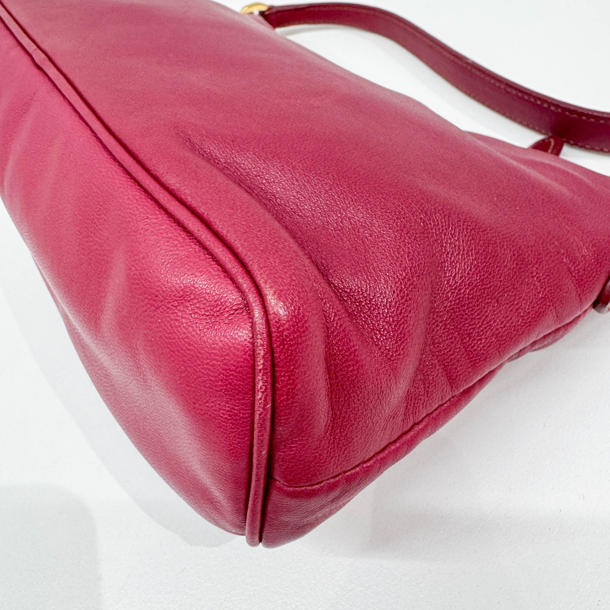 Fiocco Bow Cerise Leather Shoulder Bag