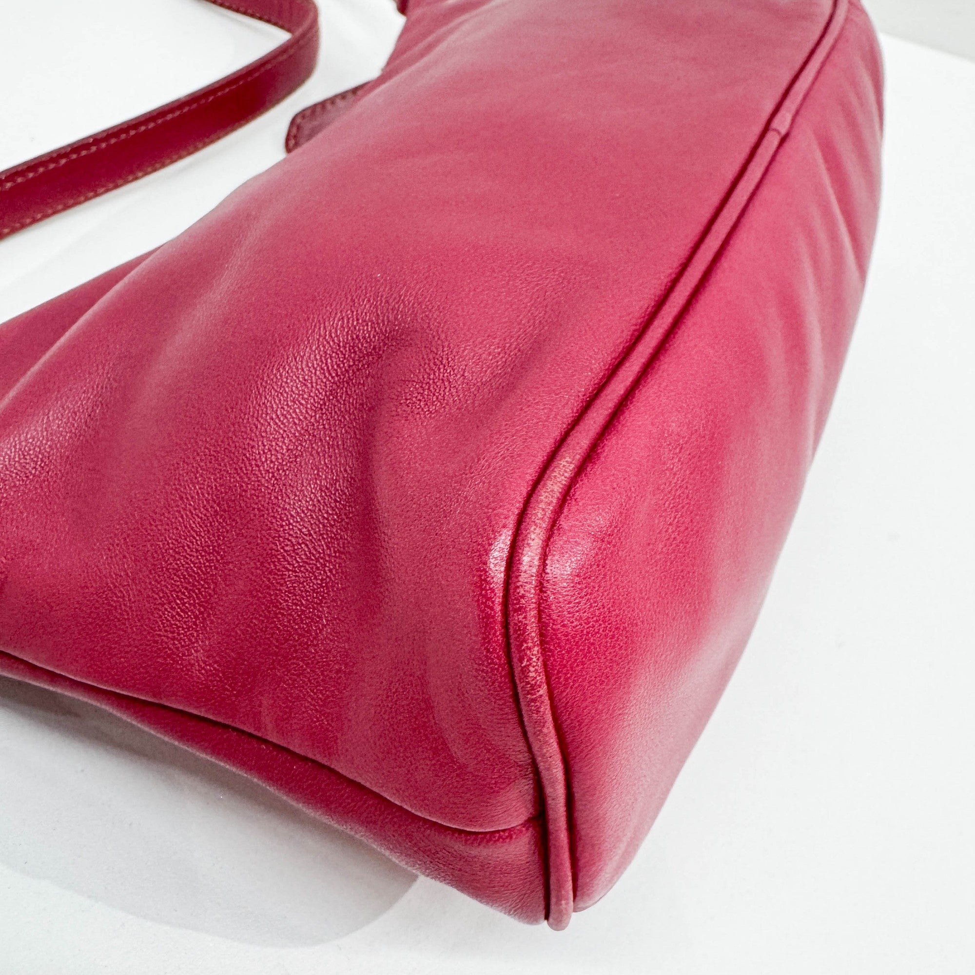 Fiocco Bow Cerise Leather Shoulder Bag