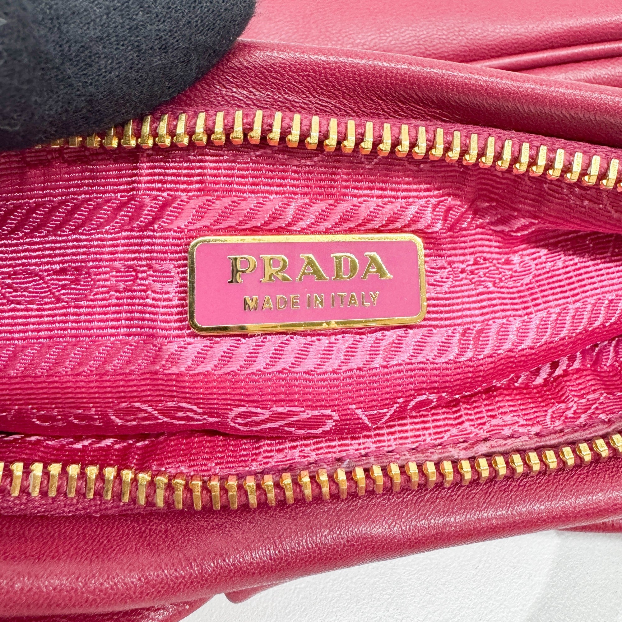 Fiocco Bow Cerise Leather Shoulder Bag