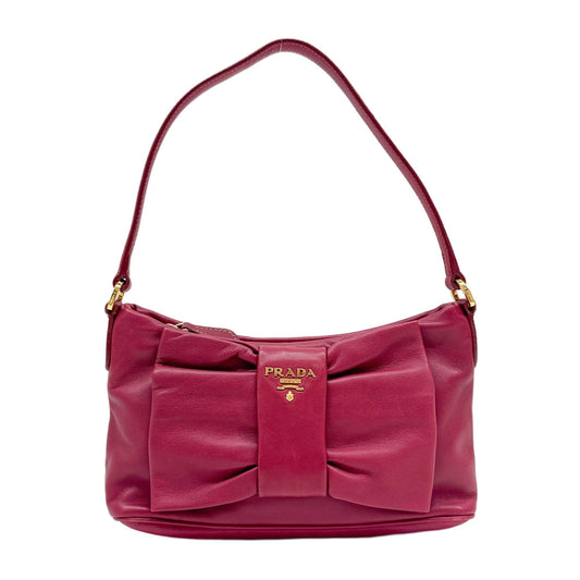 Fiocco Bow Cerise Leather Shoulder Bag