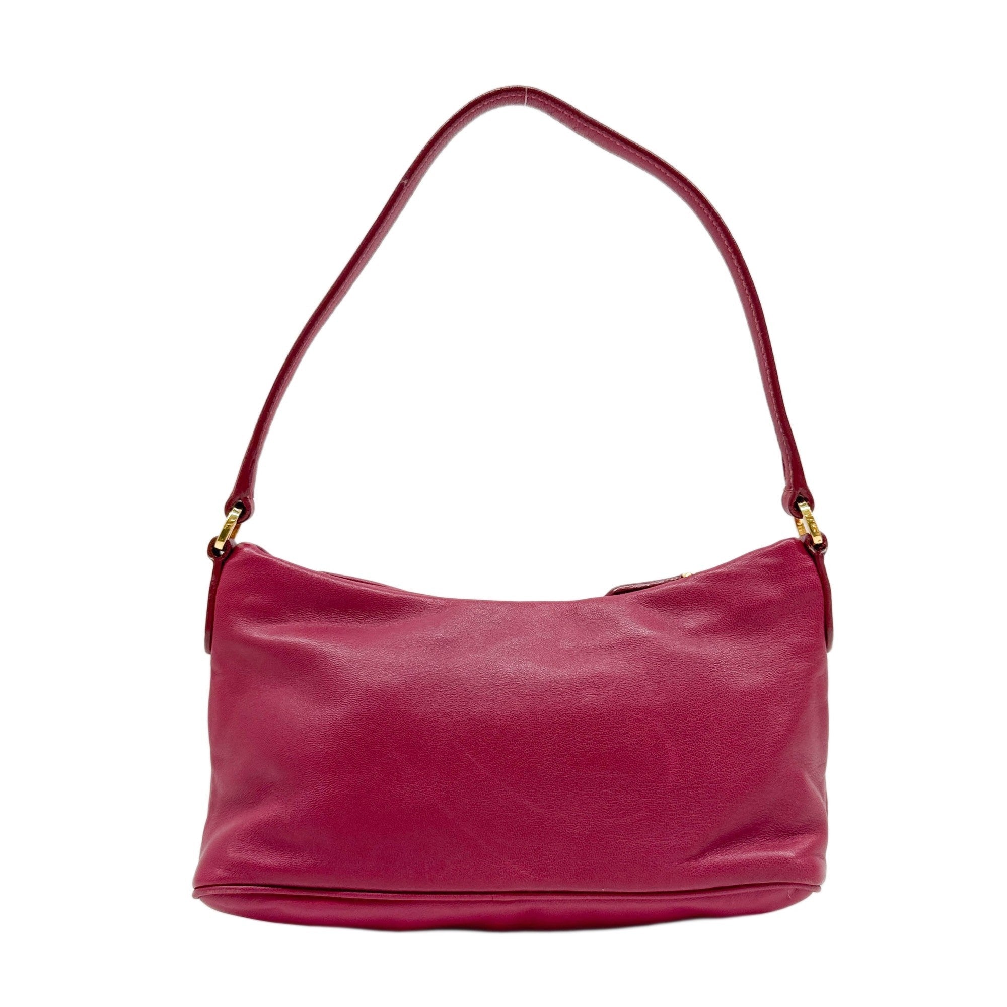 Fiocco Bow Cerise Leather Shoulder Bag