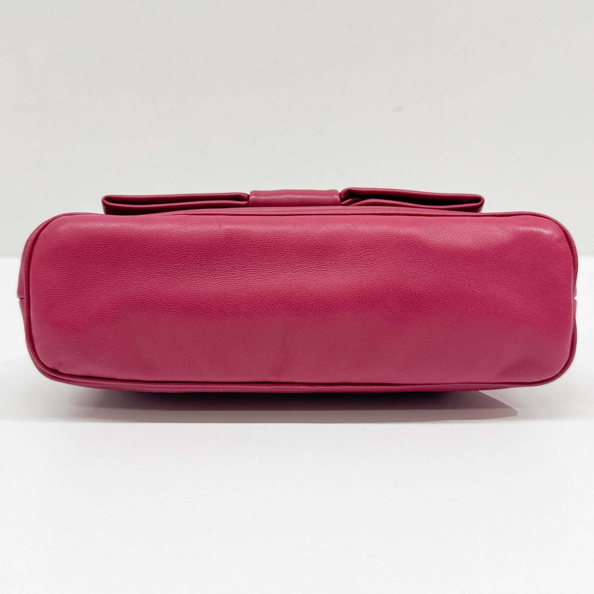 Fiocco Bow Cerise Leather Shoulder Bag