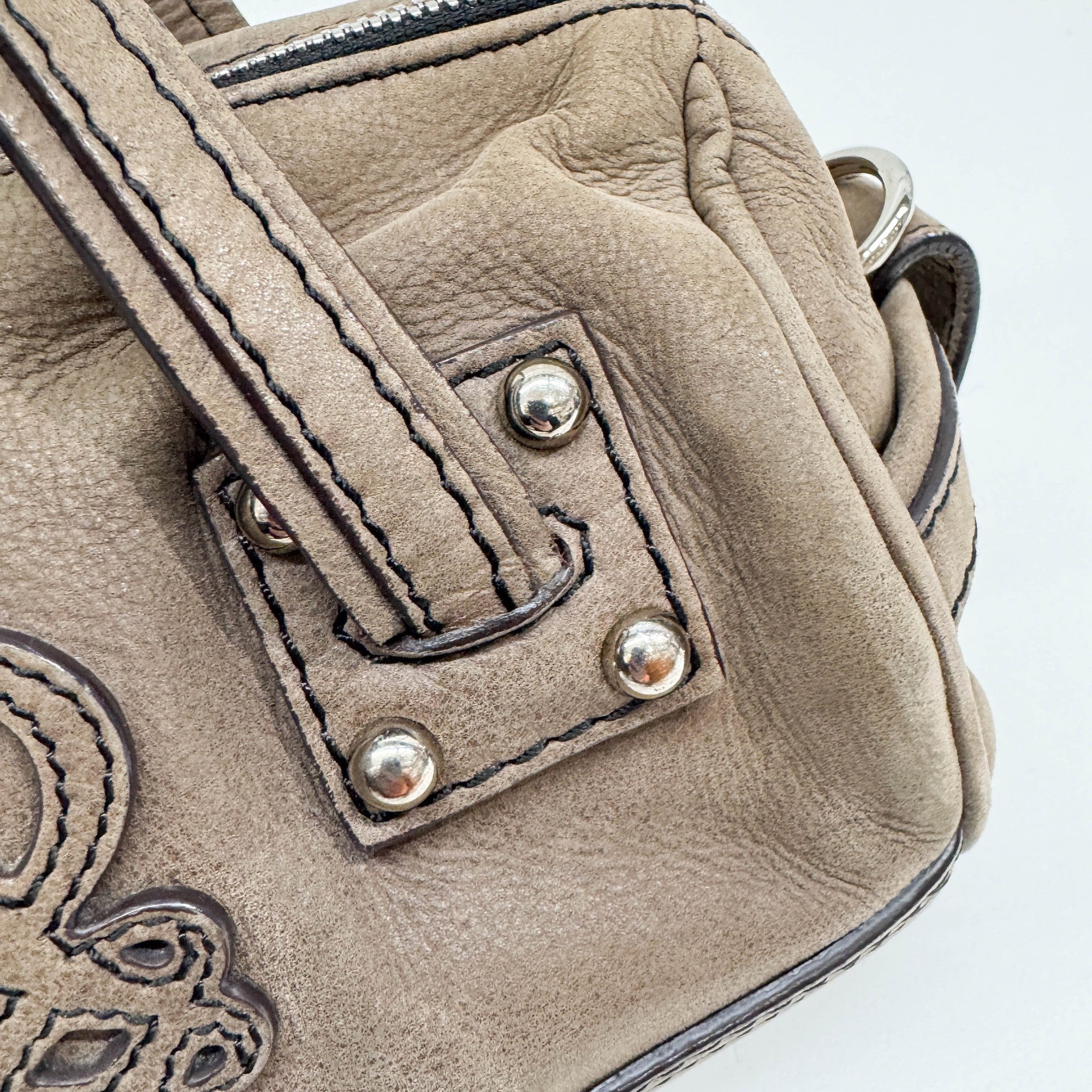 Anagram Dusty Brown Leather Shoulder Bag